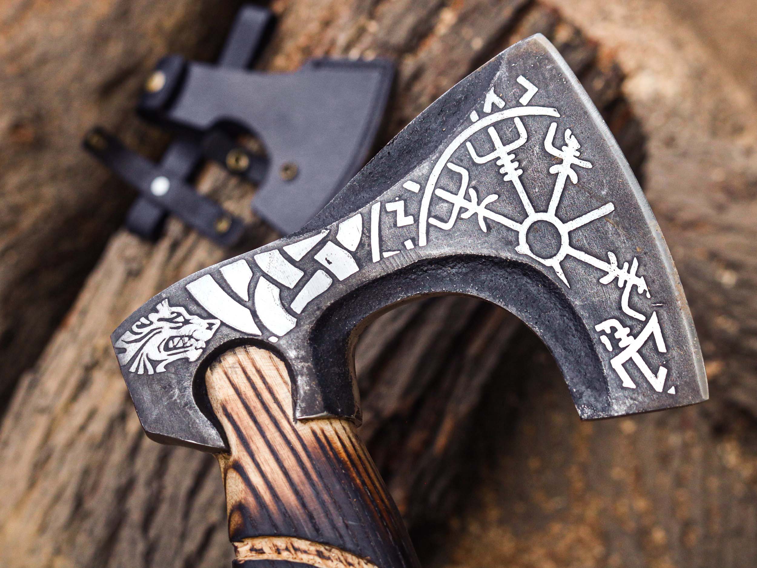 Viking Axe Custom Handmade Carbon Steel Rose Wood Handle-Gift For Special People