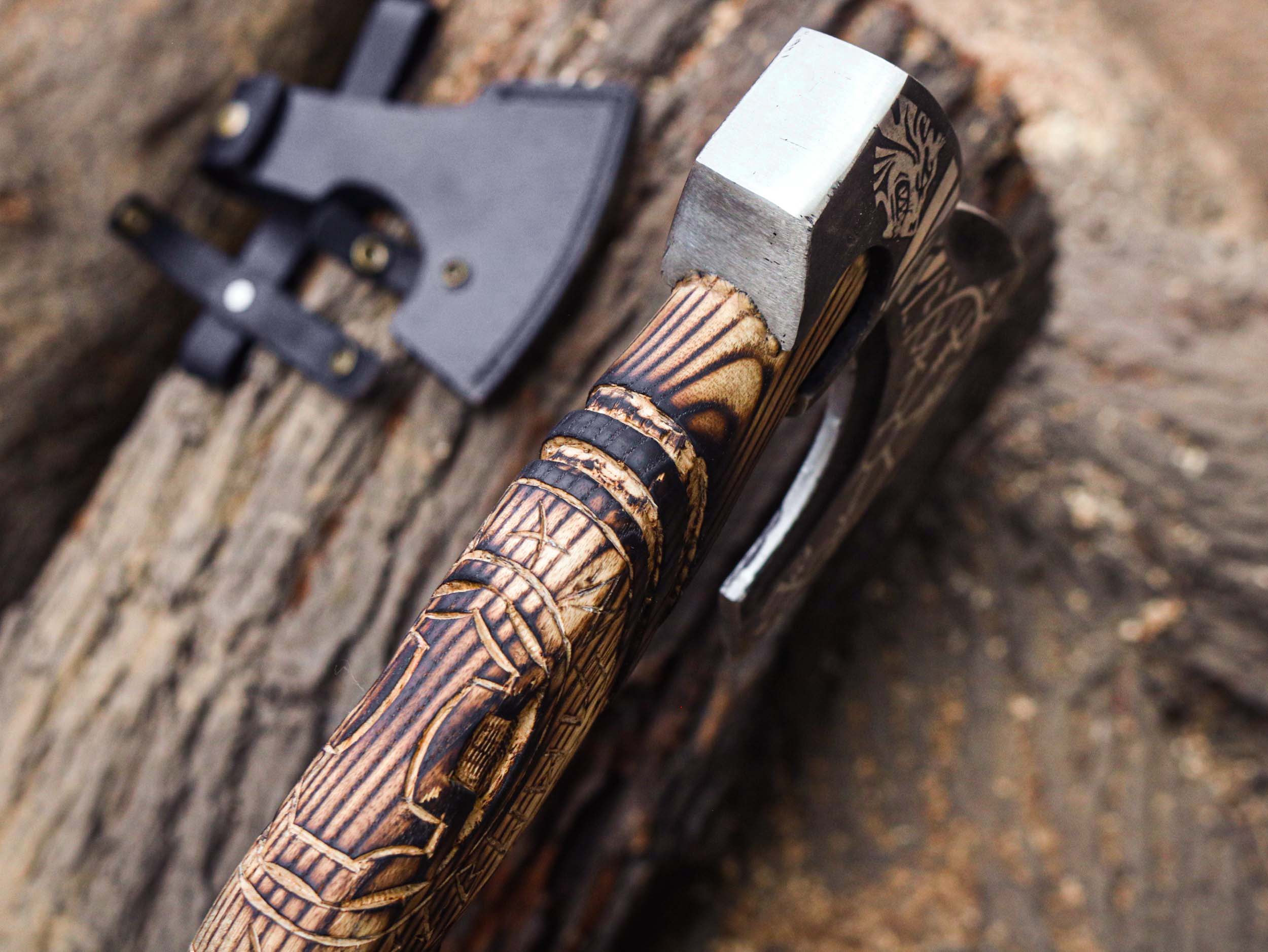 Viking Axe Custom Handmade Carbon Steel Rose Wood Handle-Gift For Special People