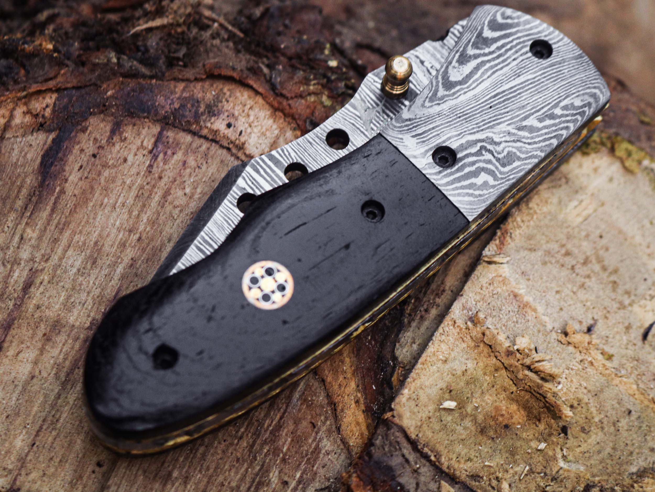 Best Handmade Damascus Folding Knife – Unique Pocket Knife for Men and Women, $89