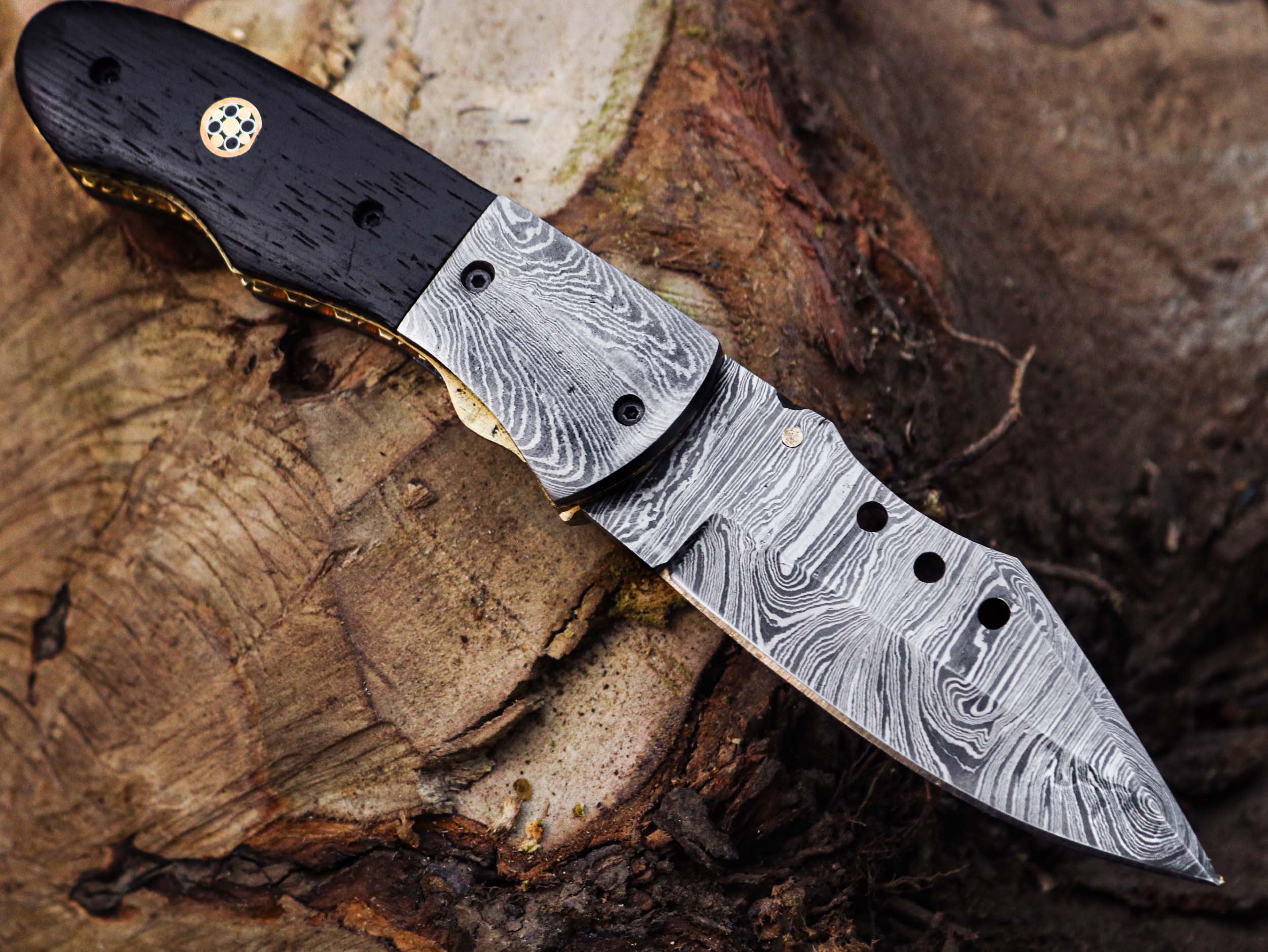 Best Handmade Damascus Folding Knife – Unique Pocket Knife for Men and Women, $89