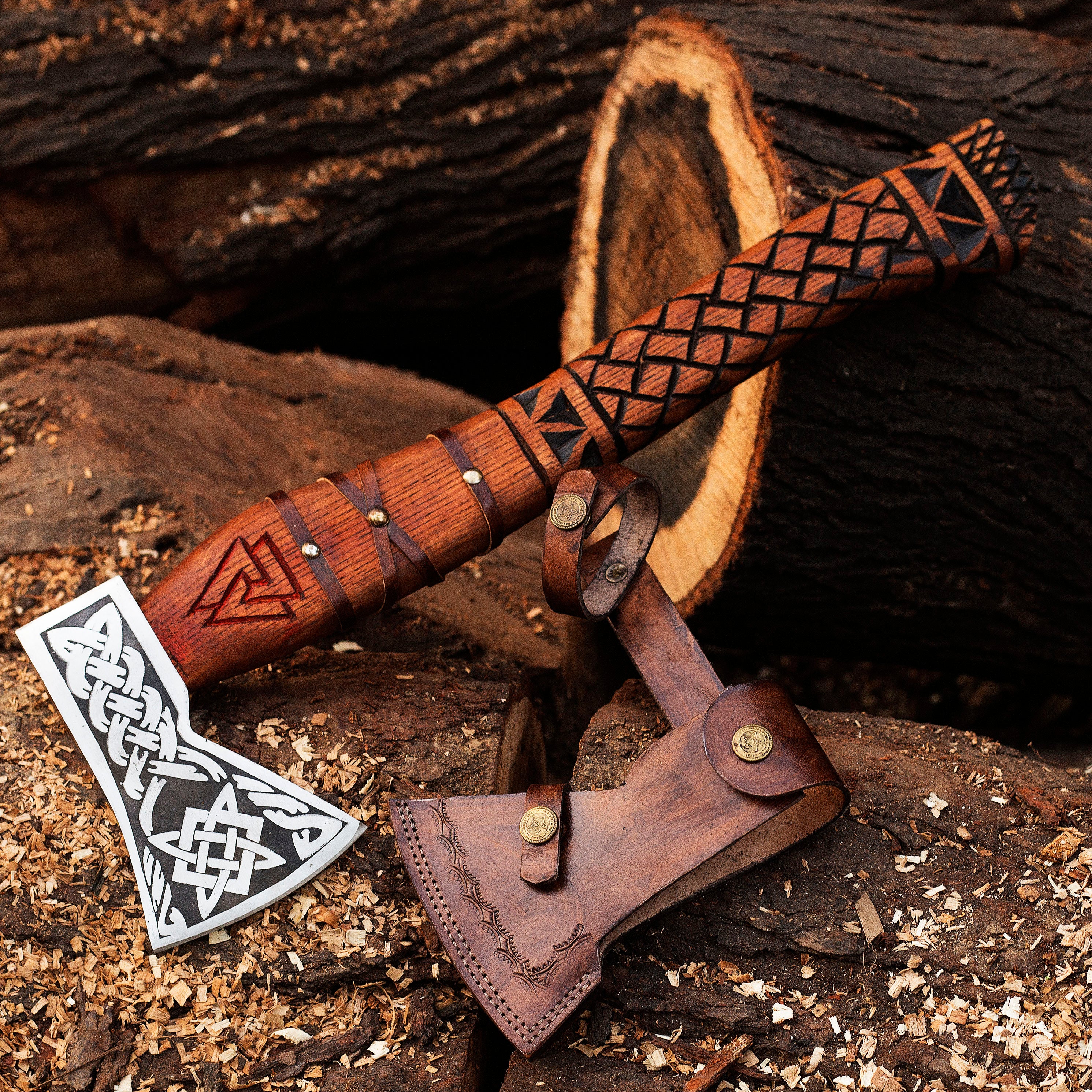 Viking Axe Custom Handmade Carbon Steel Rose Wood Handle-Gift For Special People