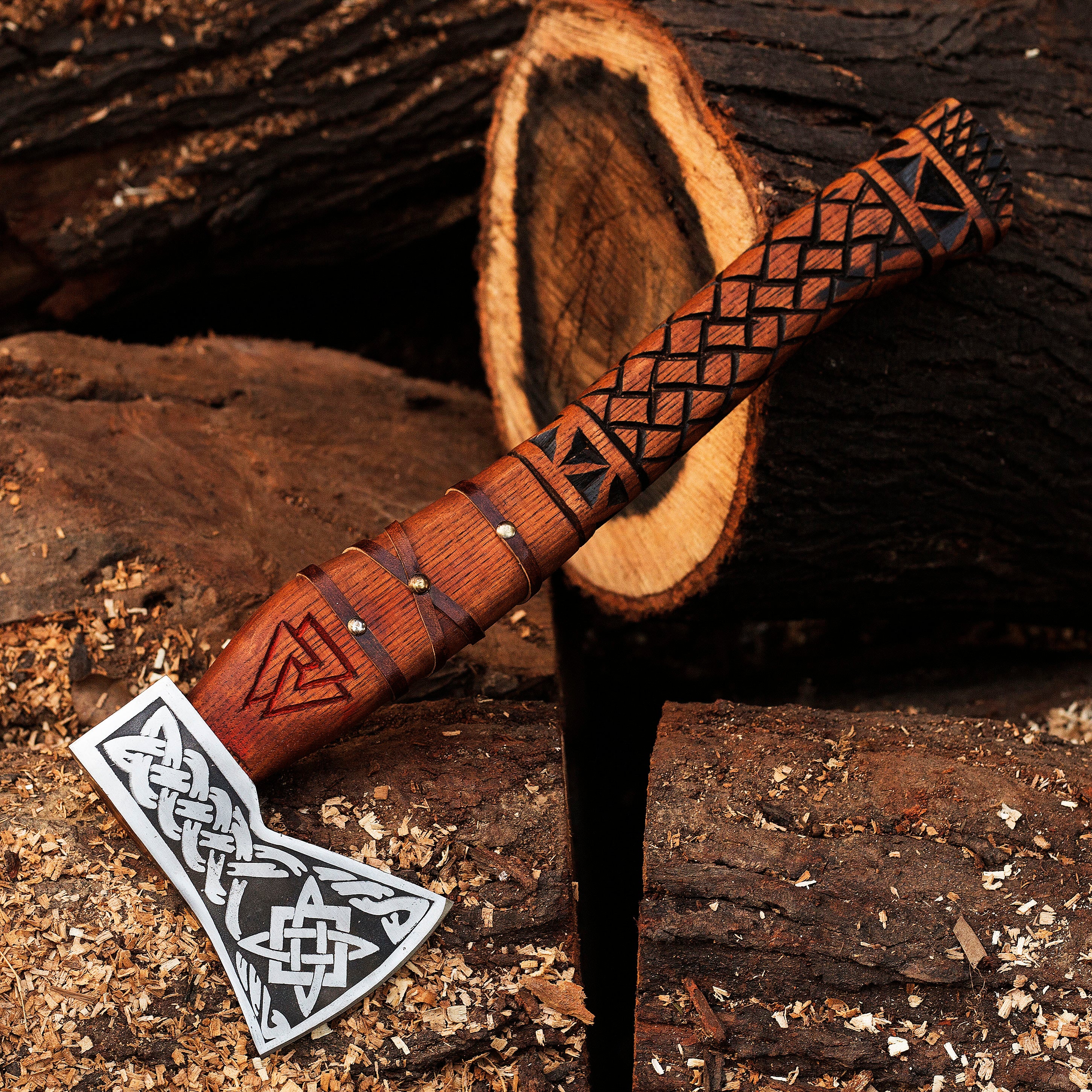 Viking Axe Custom Handmade Carbon Steel Rose Wood Handle-Gift For Special People