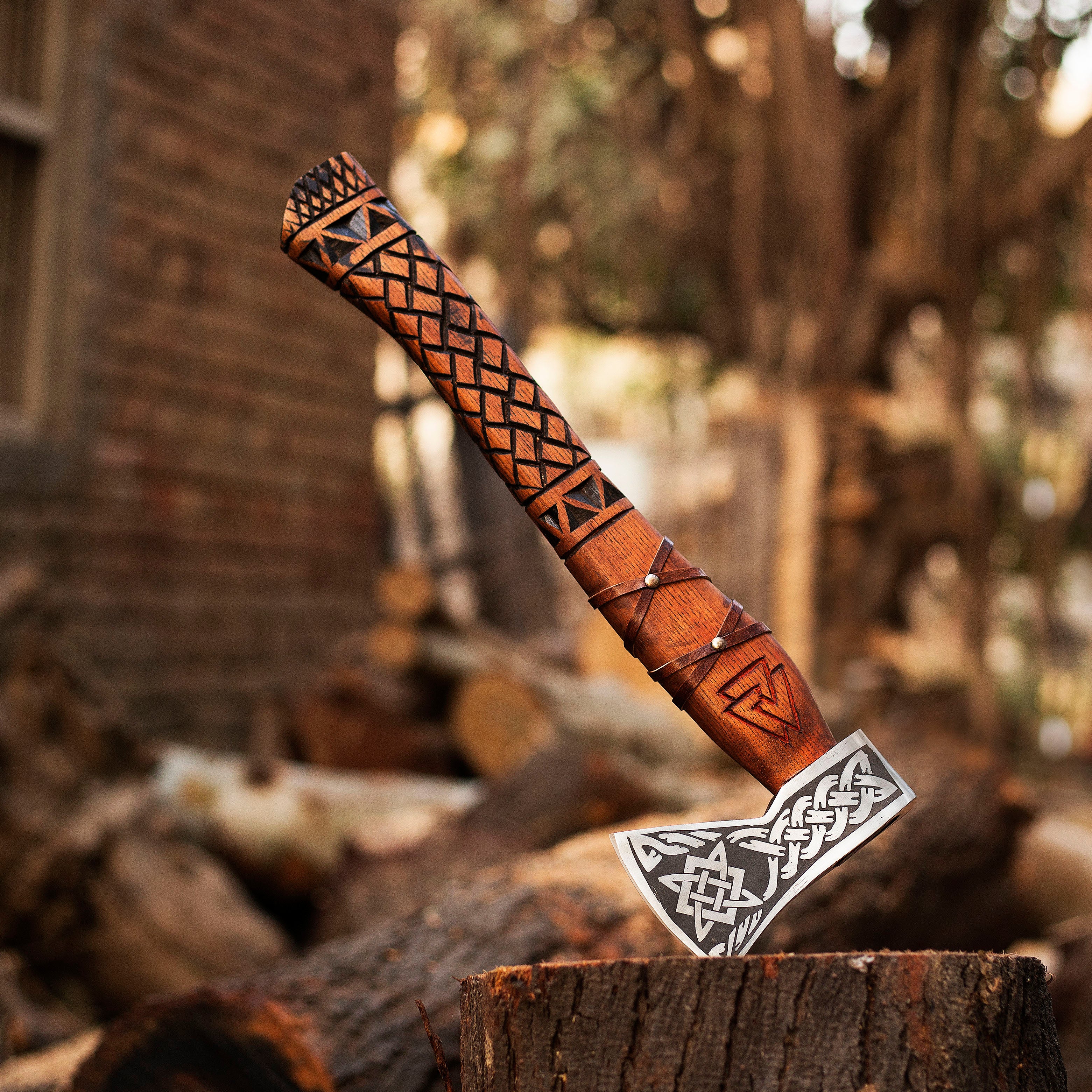 Viking Axe Custom Handmade Carbon Steel Rose Wood Handle-Gift For Special People