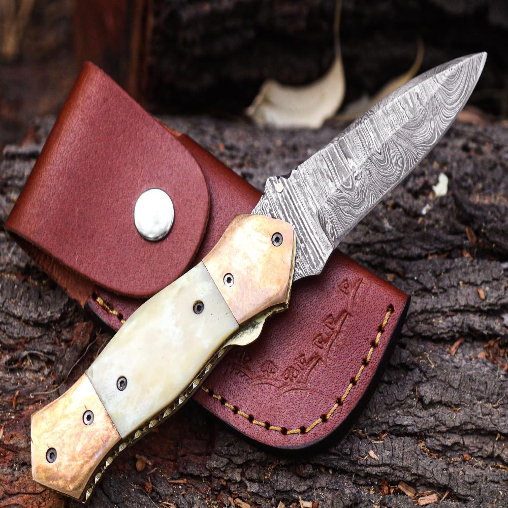 Handcrafted Damascus Steel Folding Knife / Pocket Knife / EDC – Just $84