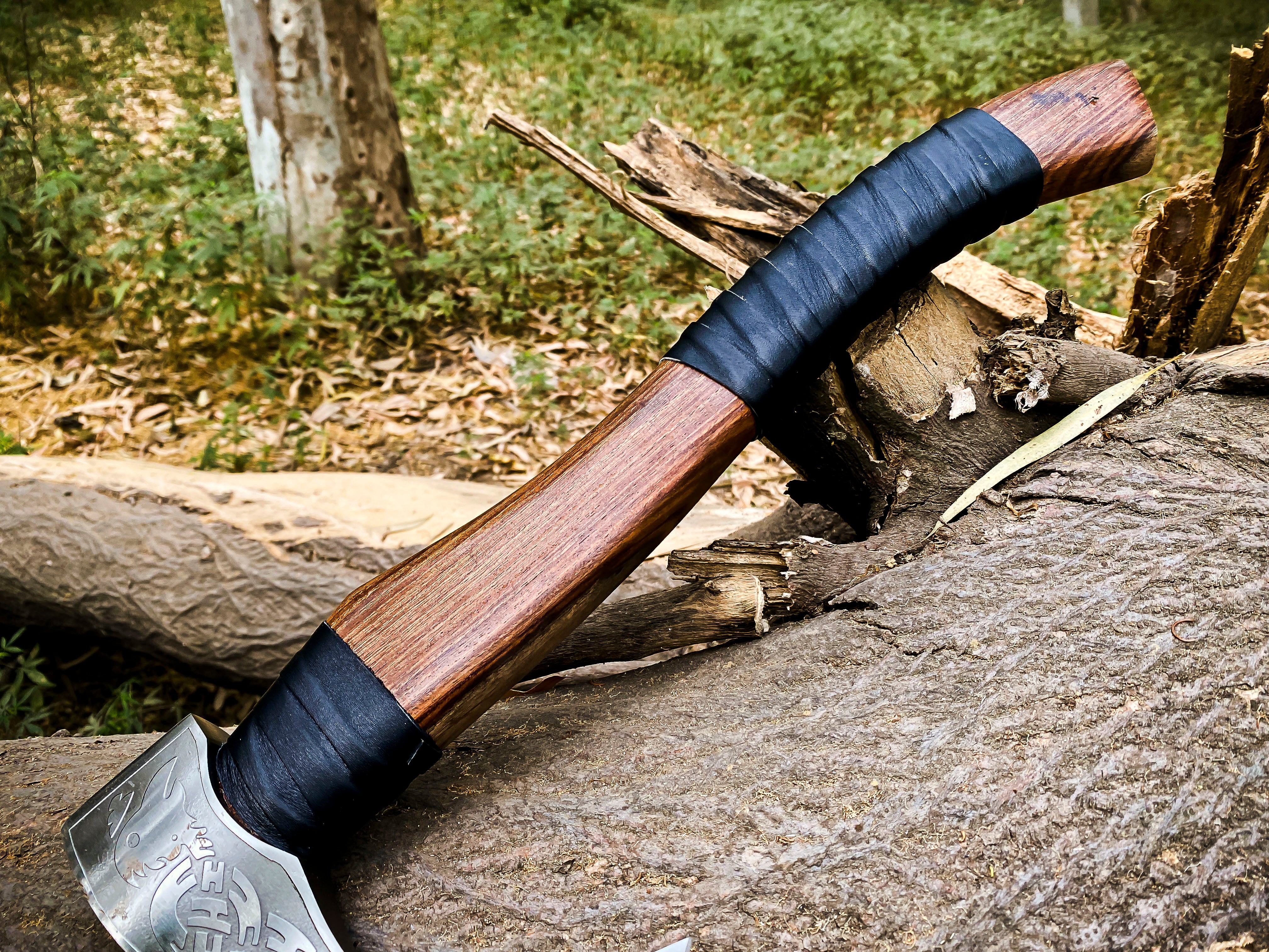 Viking Axe Custom Handmade Carbon Steel Rose Wood Handle-Gift For Special People