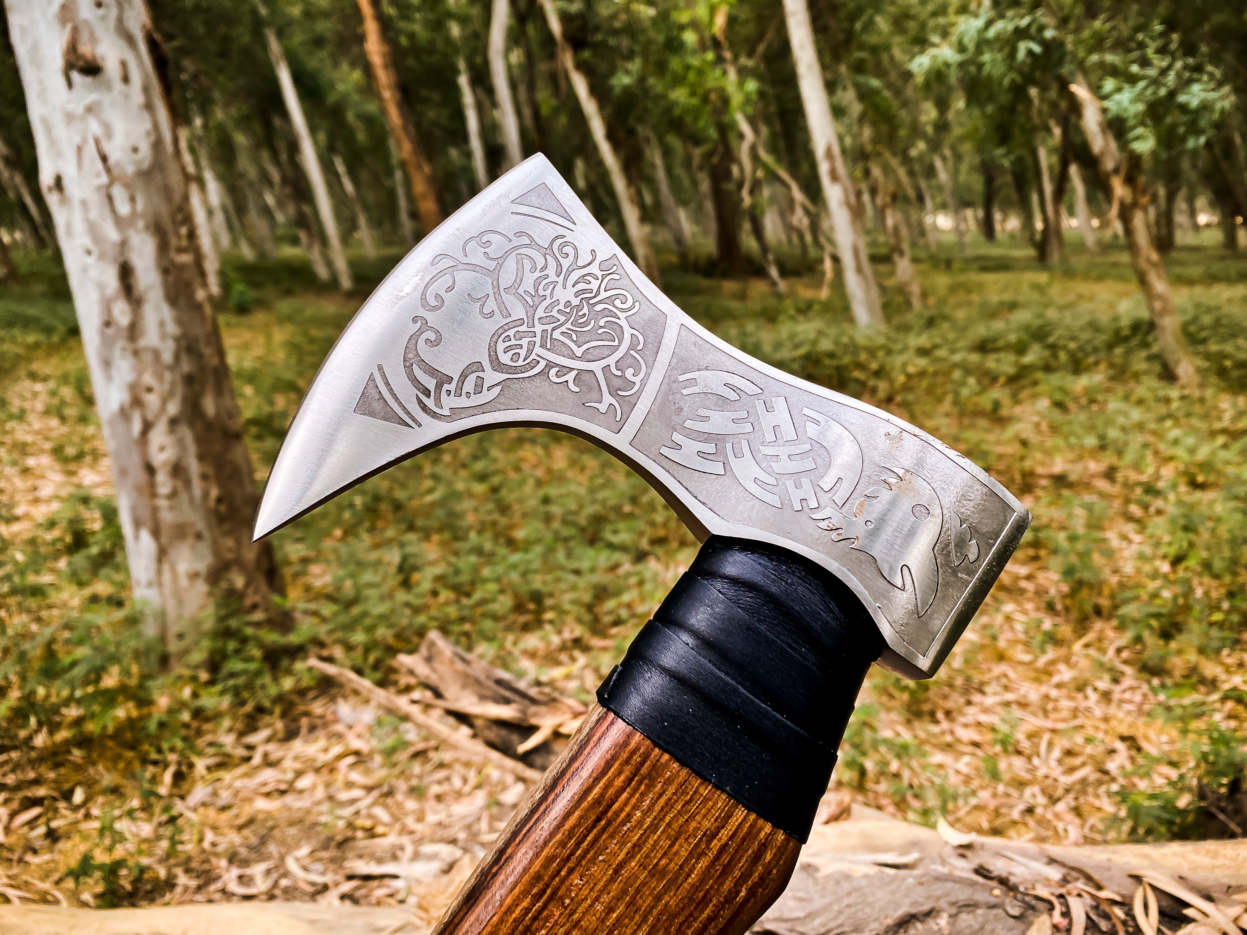 Viking Axe Custom Handmade Carbon Steel Rose Wood Handle-Gift For Special People