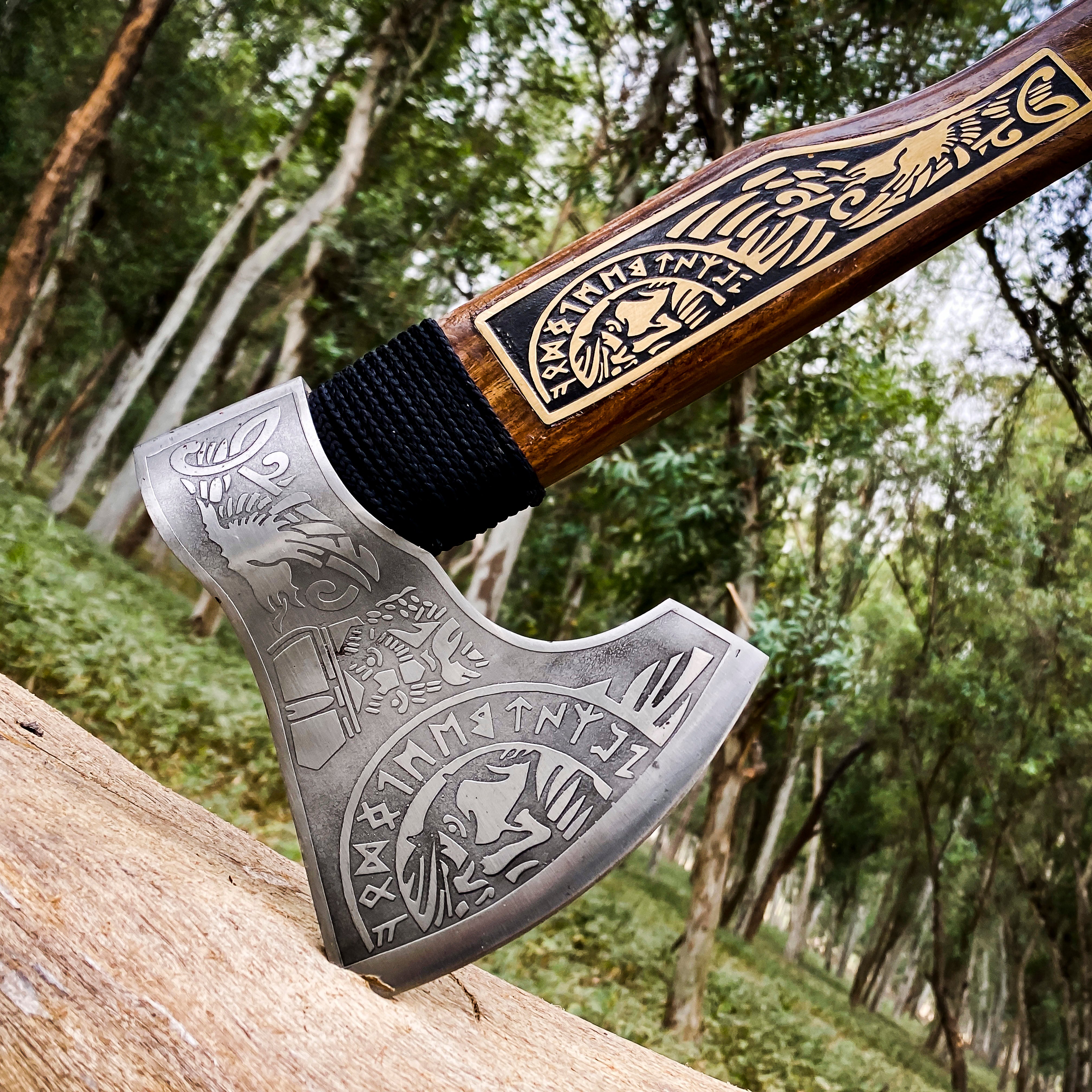 Viking Axe Custom Handmade Carbon Steel Rose Wood Handle-Gift For Special People