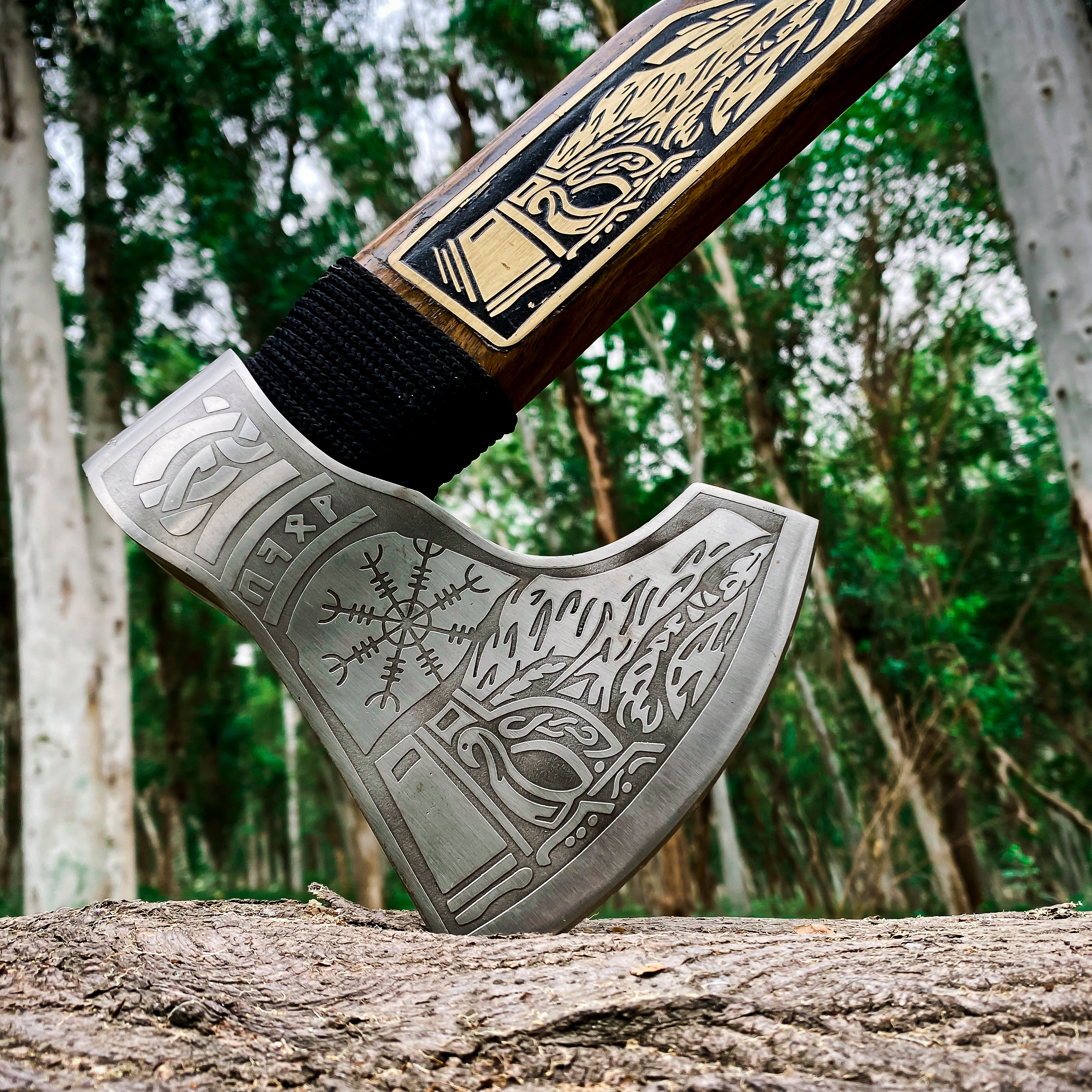 Viking Axe Custom Handmade Carbon Steel Rose Wood Handle-Gift For Special People