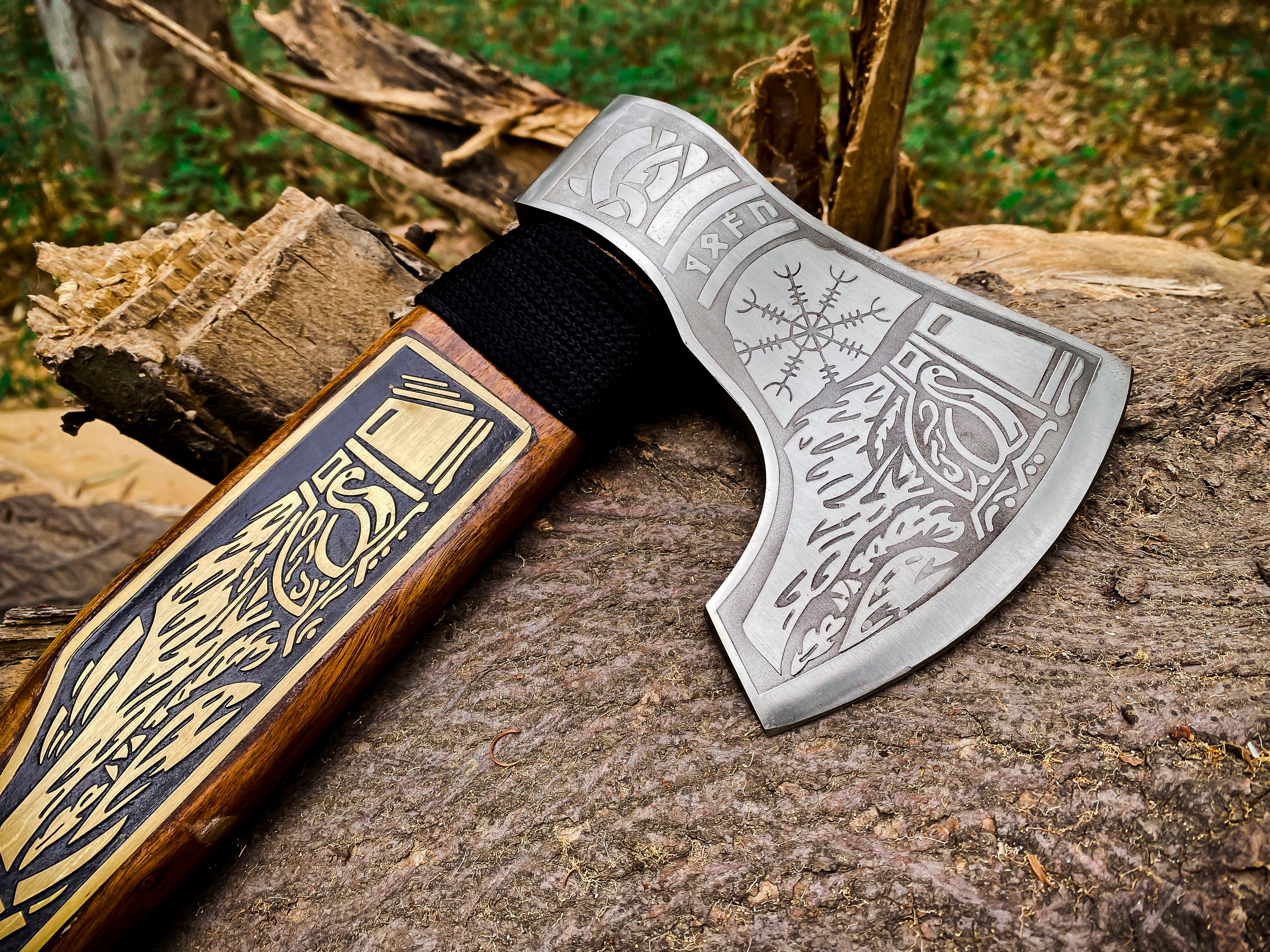 Viking Axe Custom Handmade Carbon Steel Rose Wood Handle-Gift For Special People