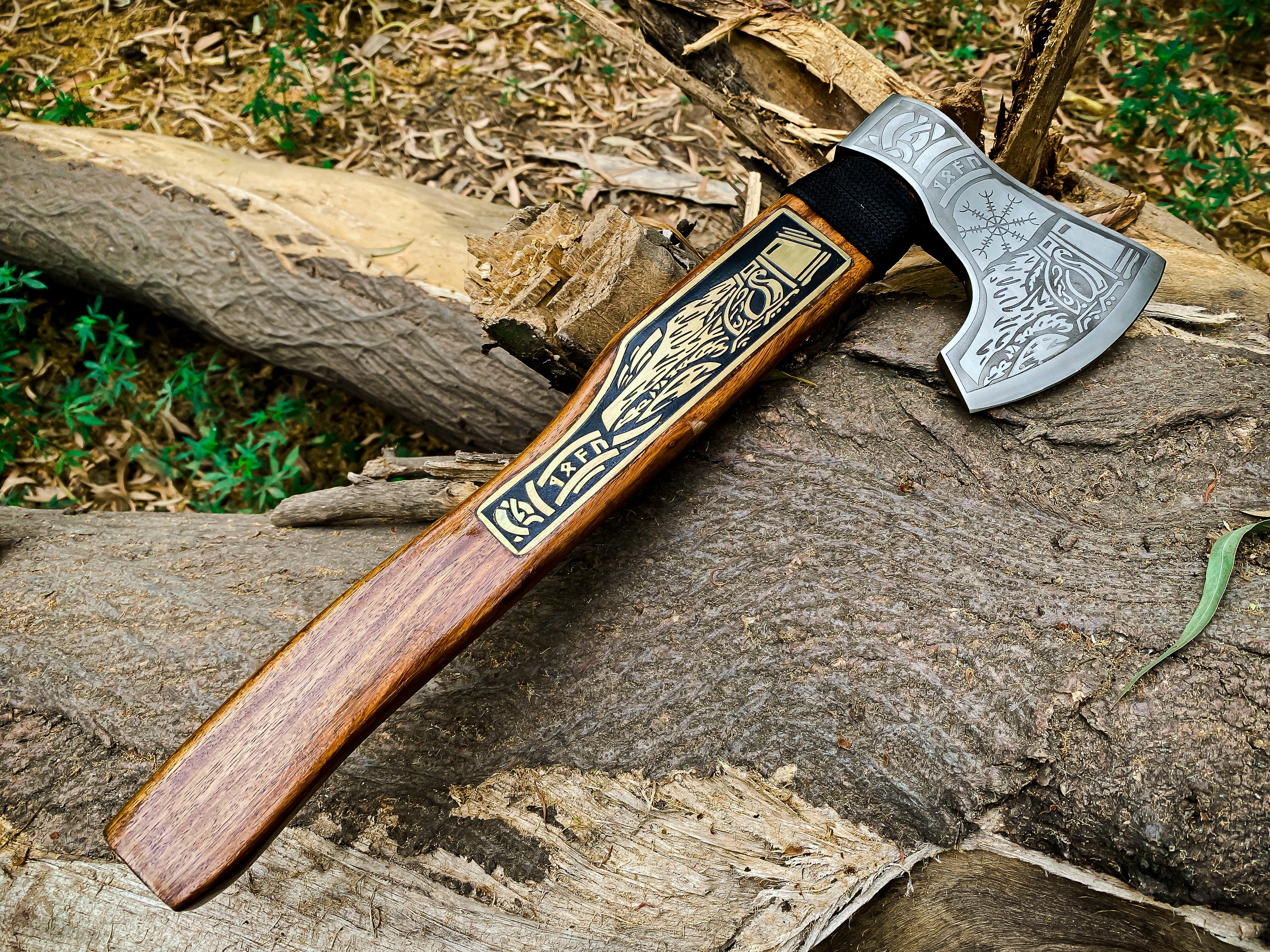 Viking Axe Custom Handmade Carbon Steel Rose Wood Handle-Gift For Special People