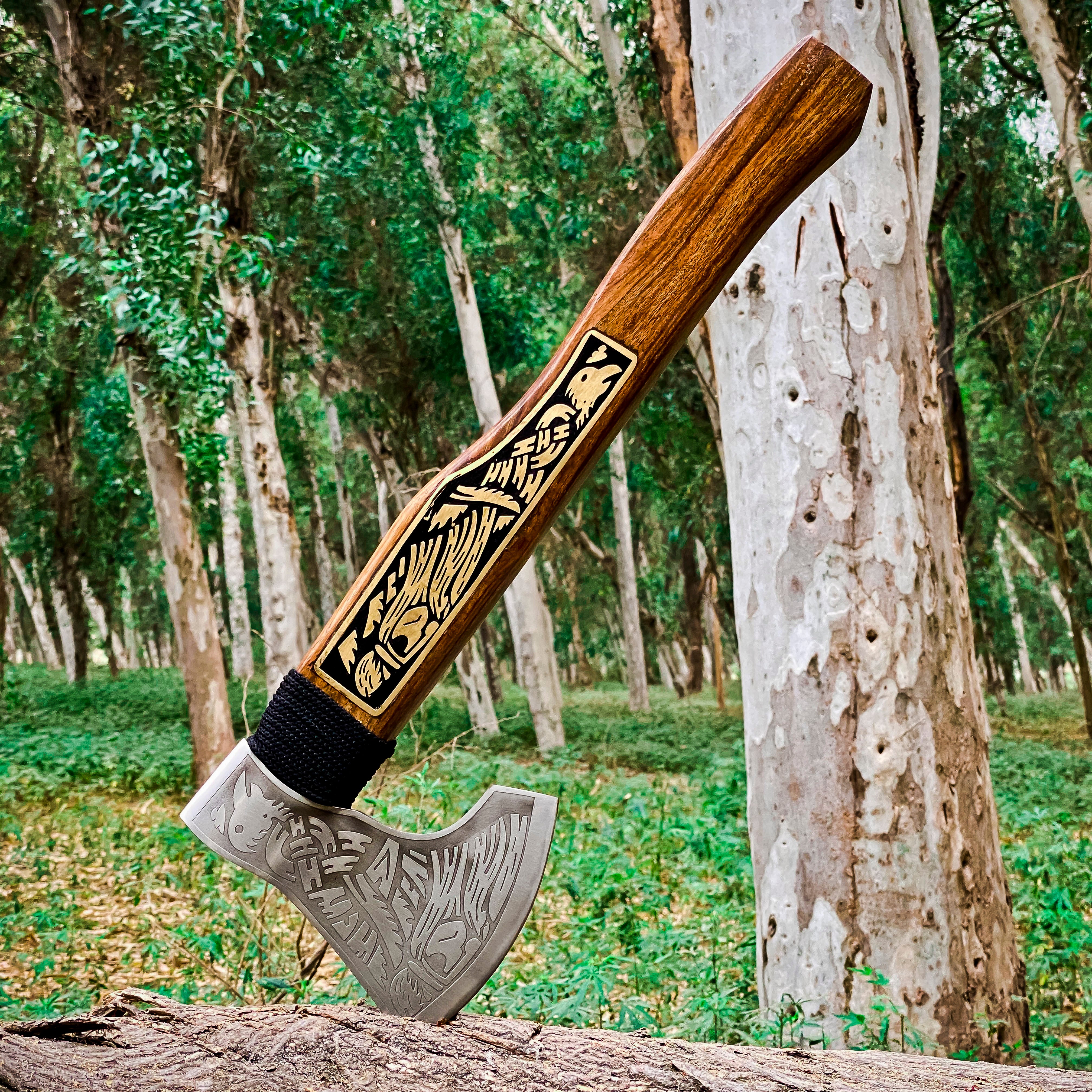 Viking Axe Custom Handmade Carbon Steel Rose Wood Handle-Gift For Special People