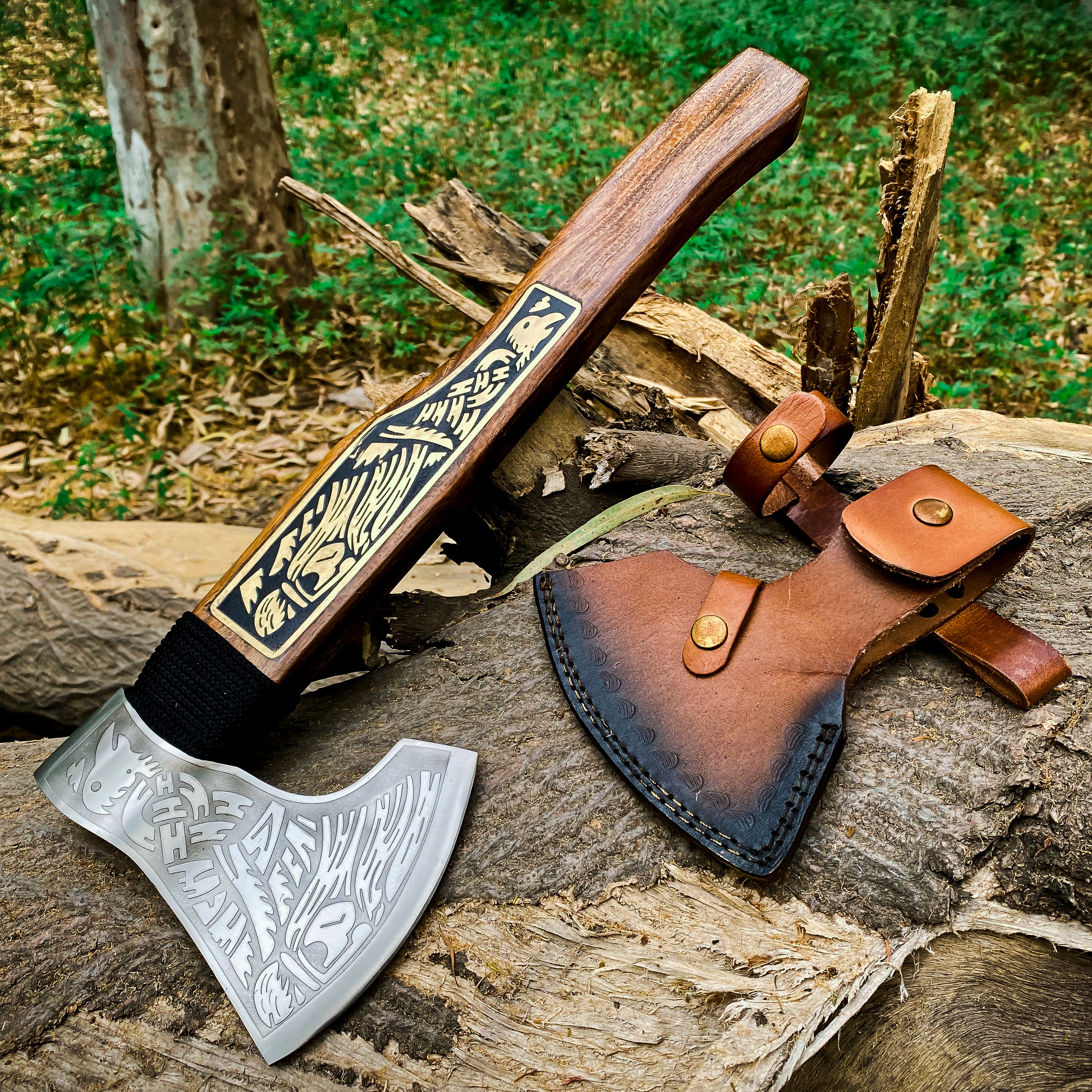 Viking Axe Custom Handmade Carbon Steel Rose Wood Handle-Gift For Special People