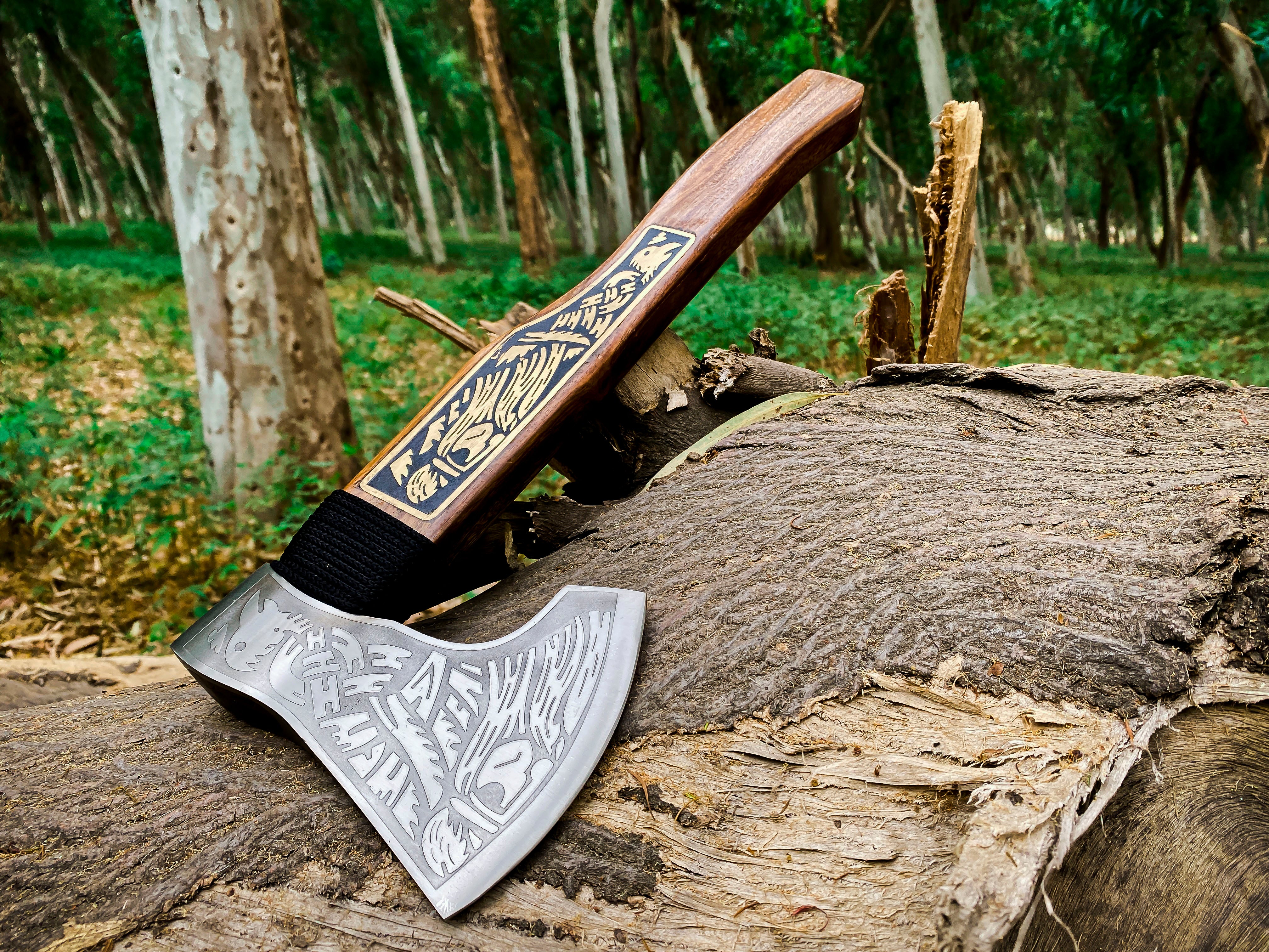 Viking Axe Custom Handmade Carbon Steel Rose Wood Handle-Gift For Special People