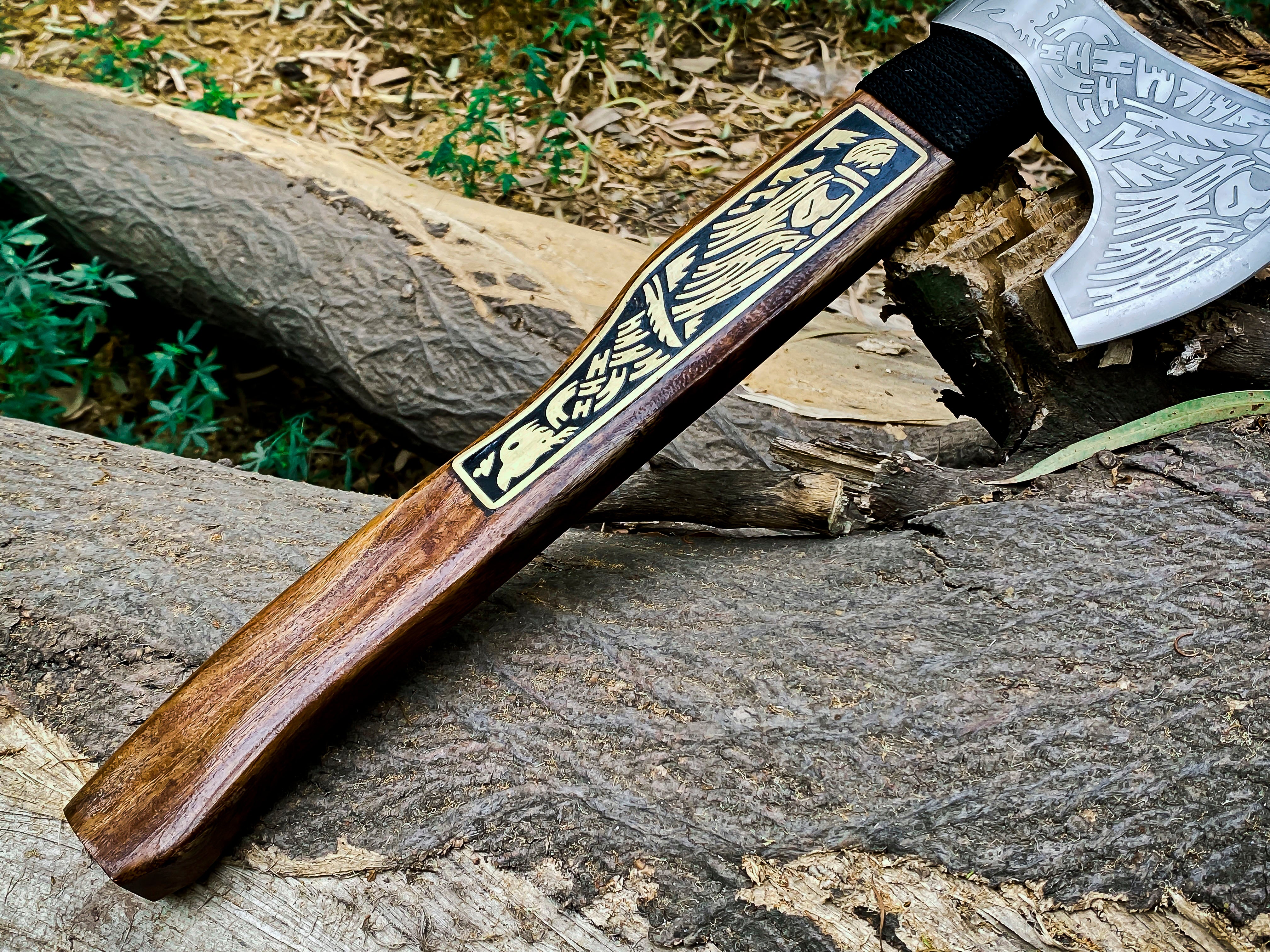 Viking Axe Custom Handmade Carbon Steel Rose Wood Handle-Gift For Special People