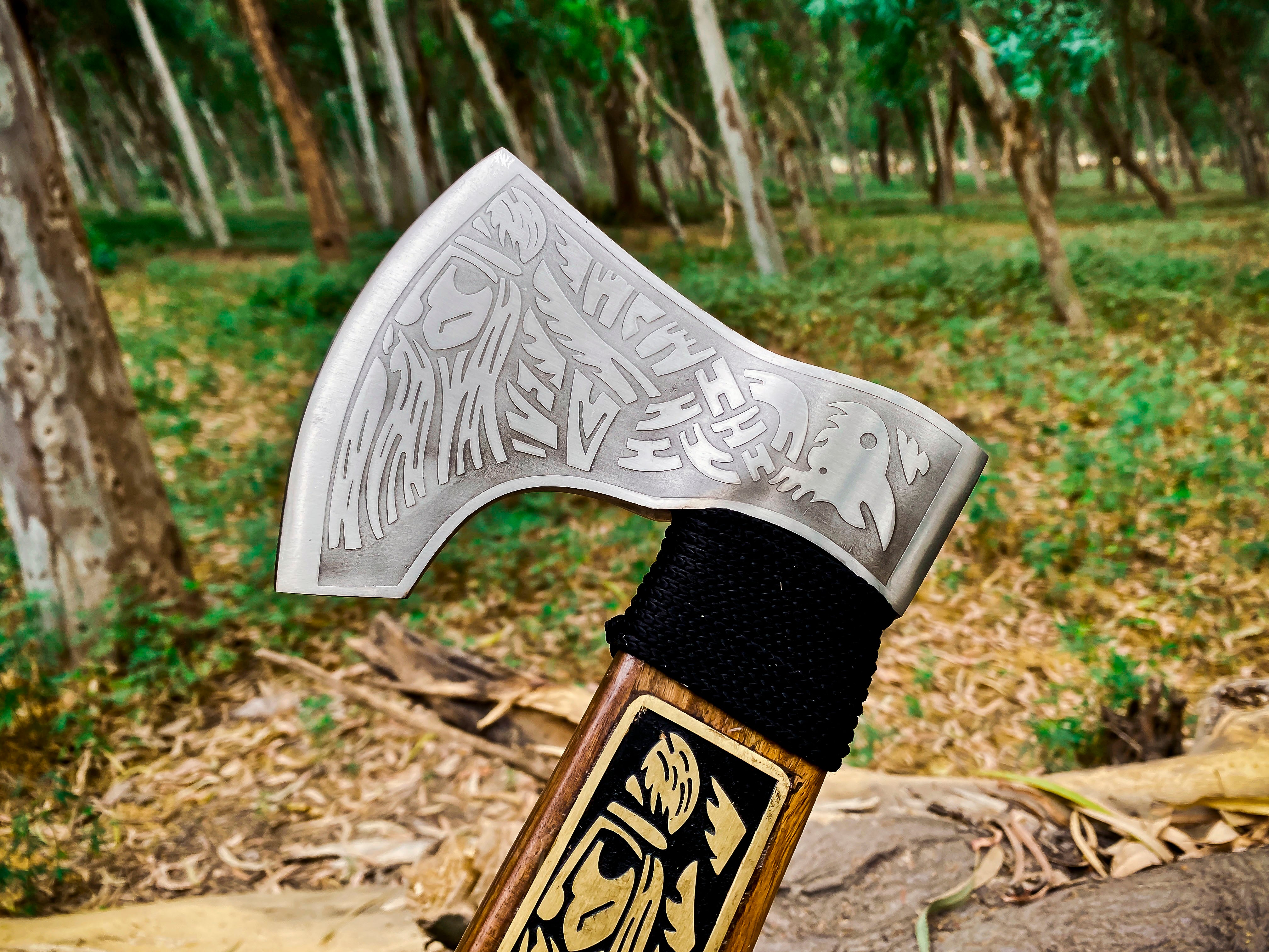 Viking Axe Custom Handmade Carbon Steel Rose Wood Handle-Gift For Special People