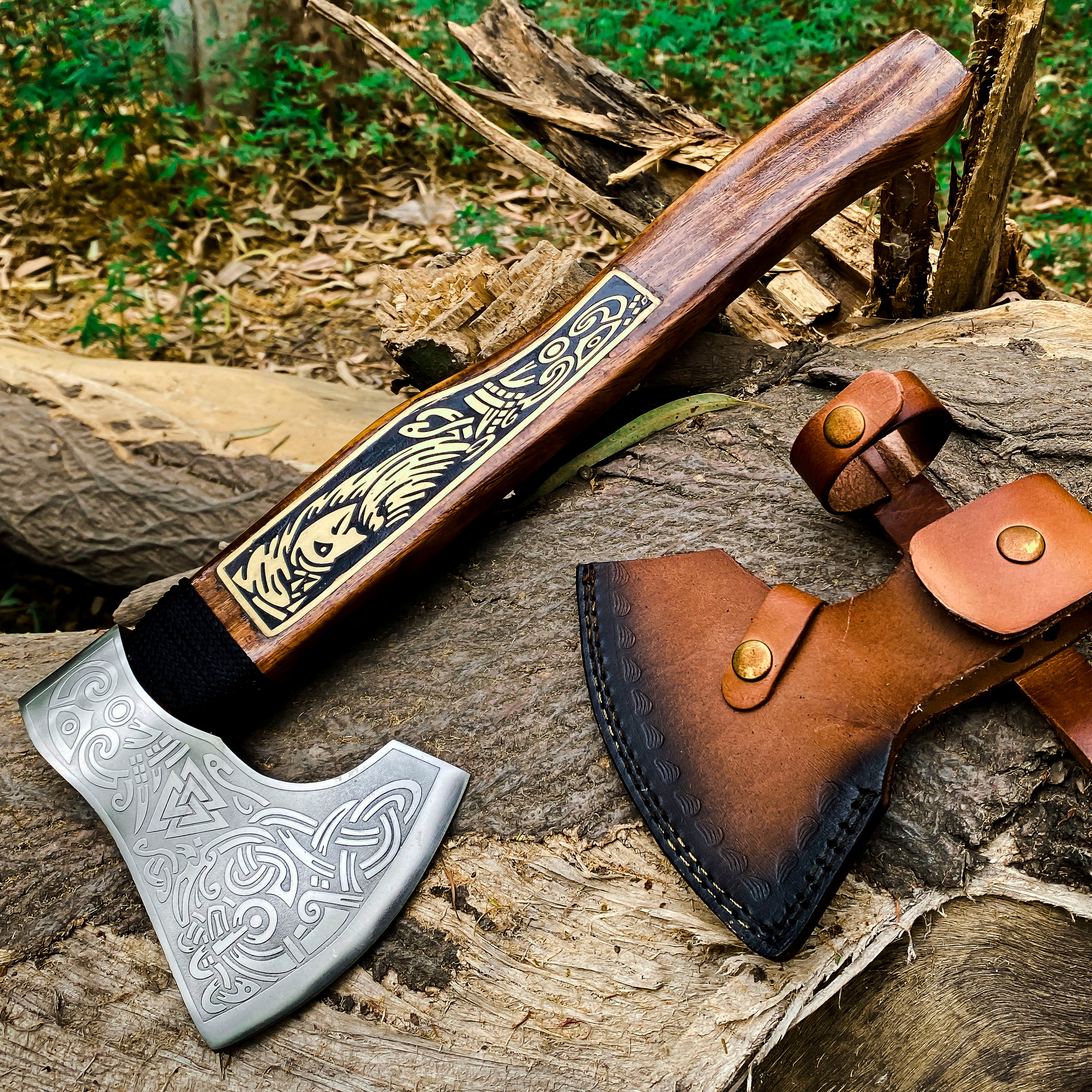 Viking Axe Custom Handmade Carbon Steel Rose Wood Handle-Gift For Special People