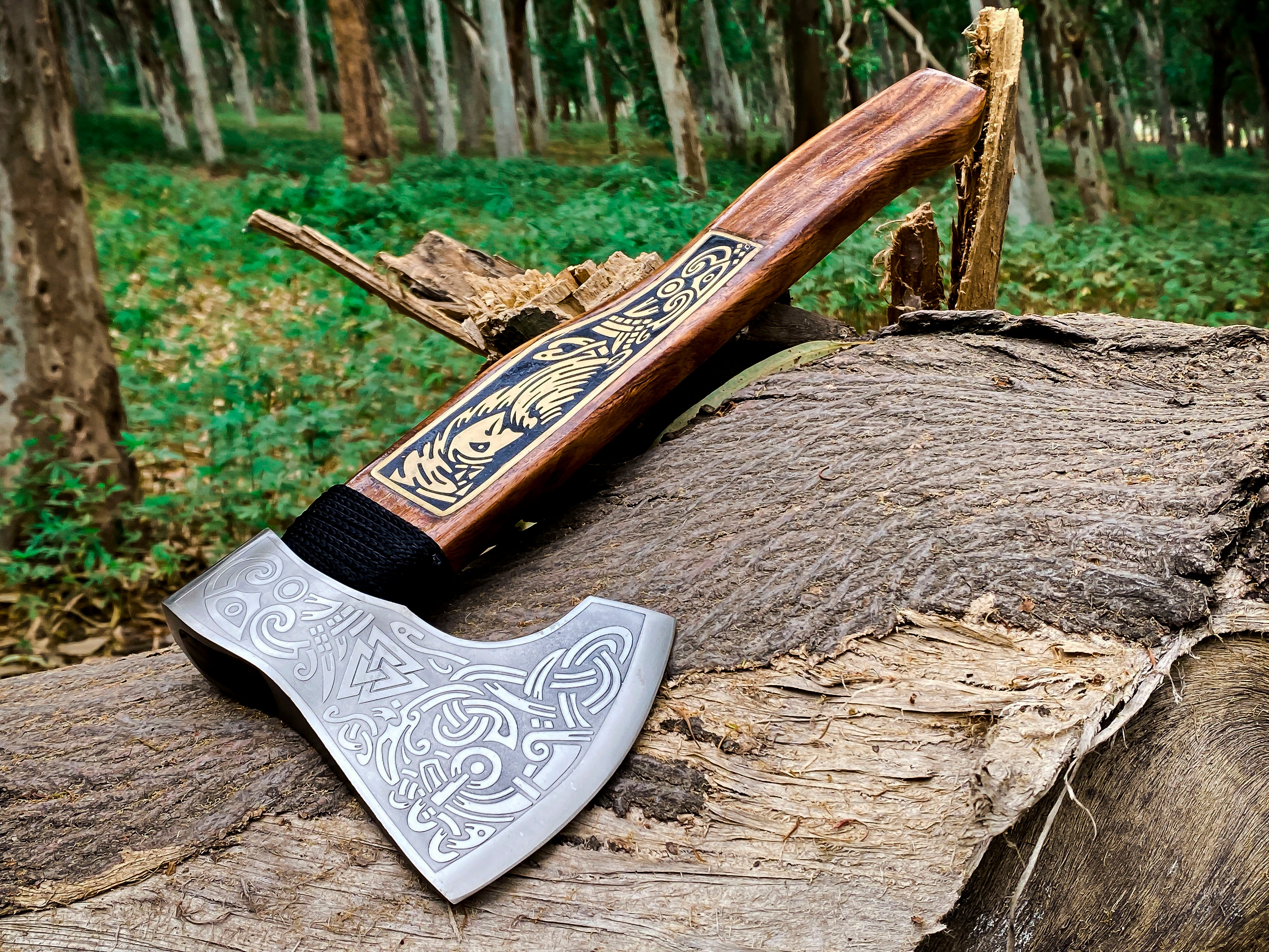 Viking Axe Custom Handmade Carbon Steel Rose Wood Handle-Gift For Special People