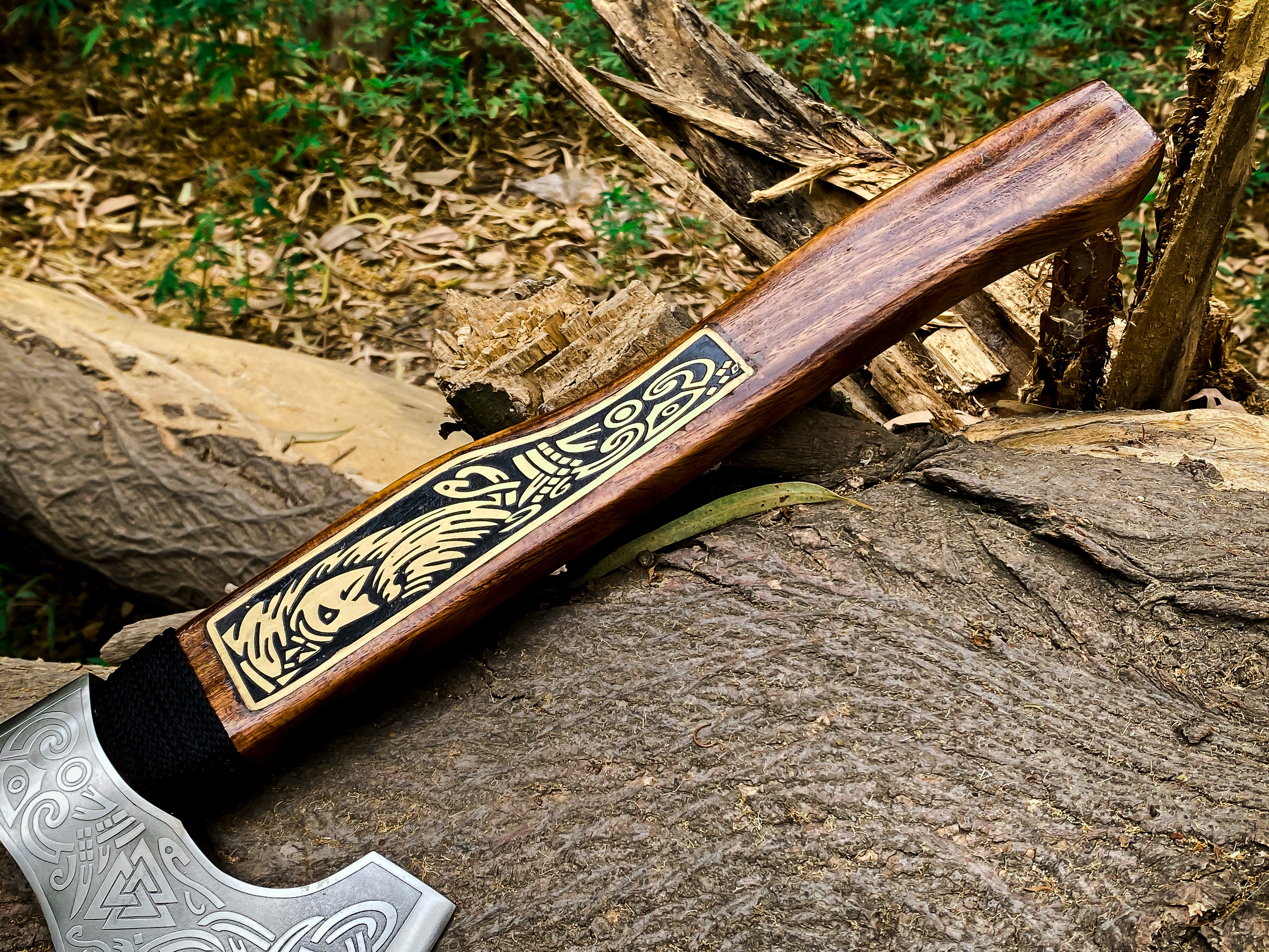 Viking Axe Custom Handmade Carbon Steel Rose Wood Handle-Gift For Special People