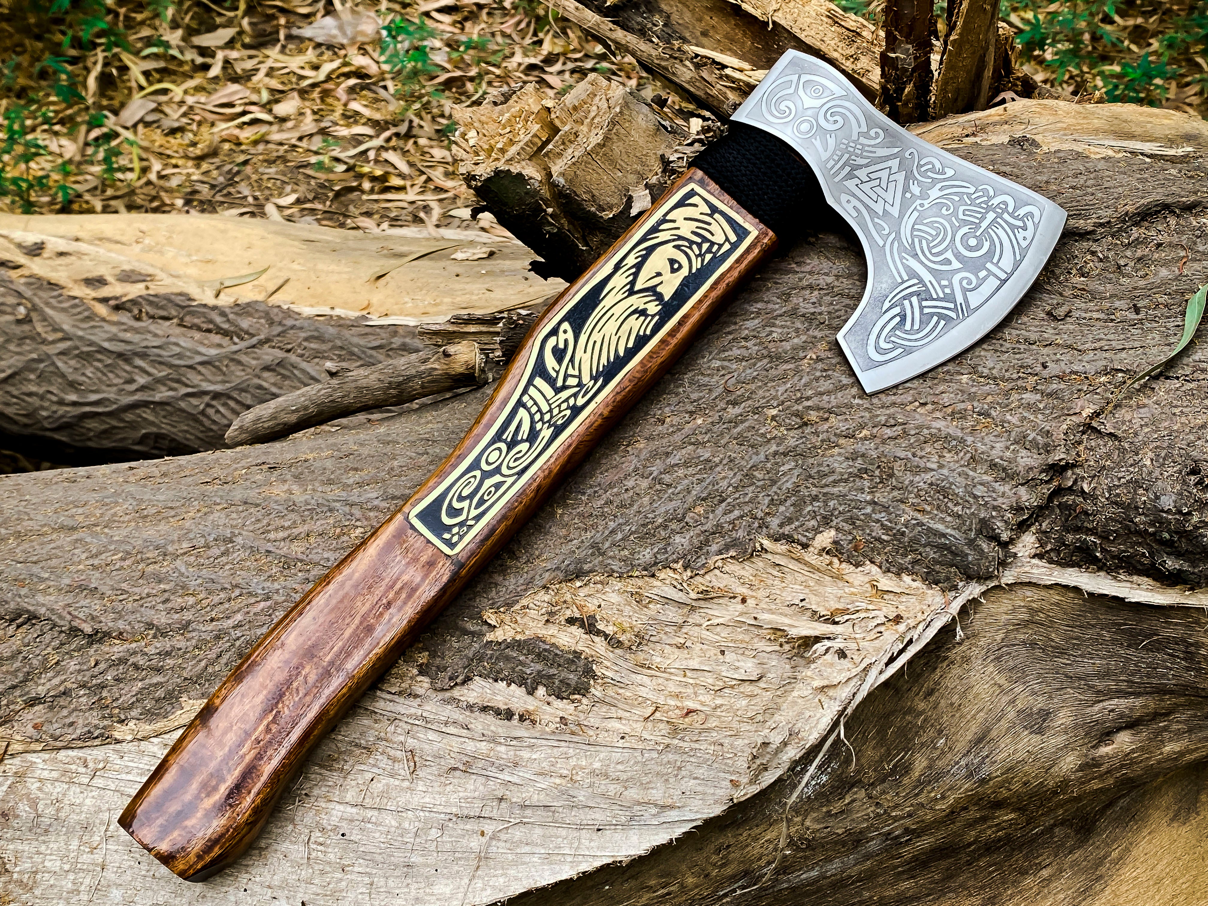 Viking Axe Custom Handmade Carbon Steel Rose Wood Handle-Gift For Special People