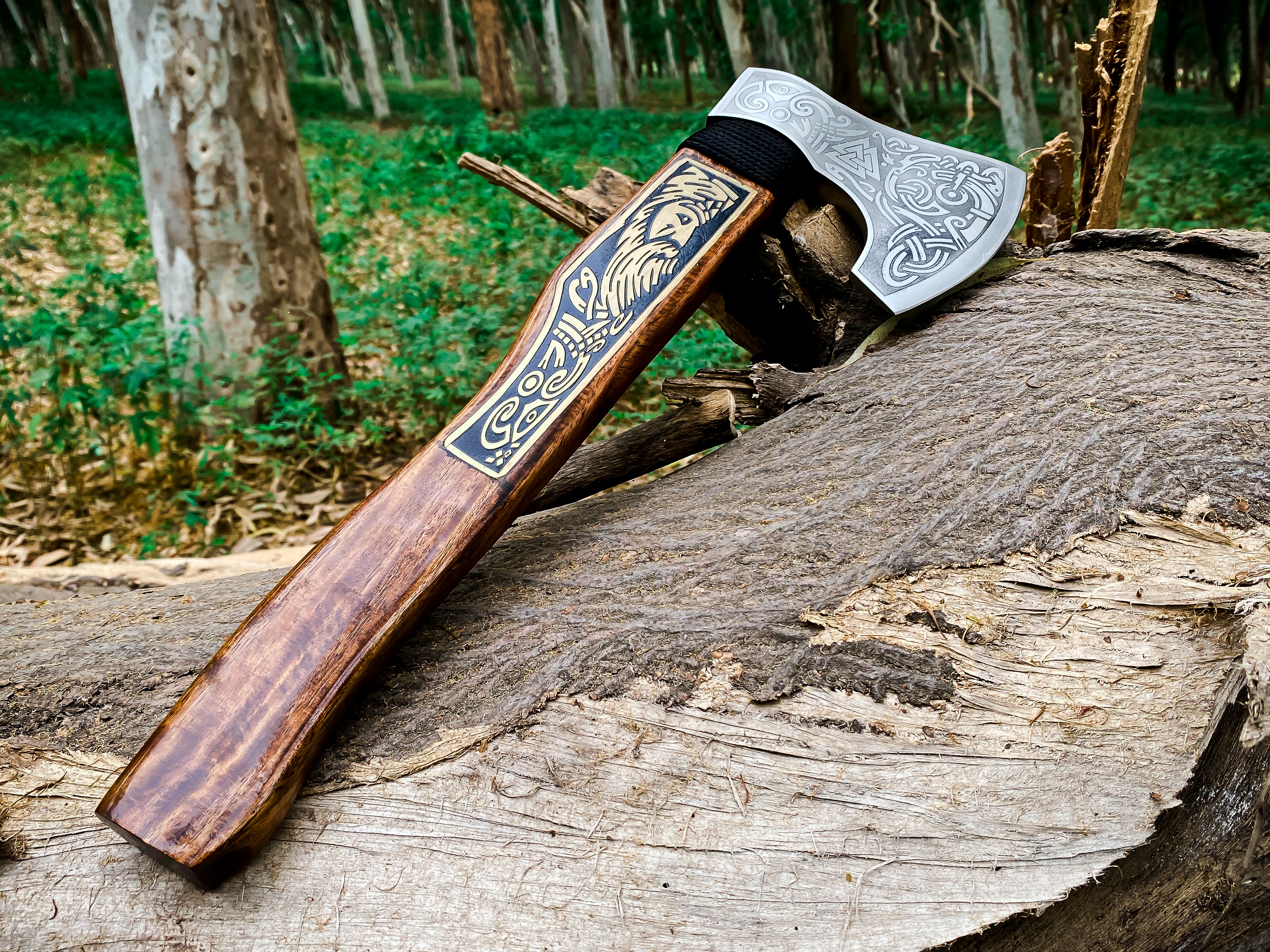 Viking Axe Custom Handmade Carbon Steel Rose Wood Handle-Gift For Special People