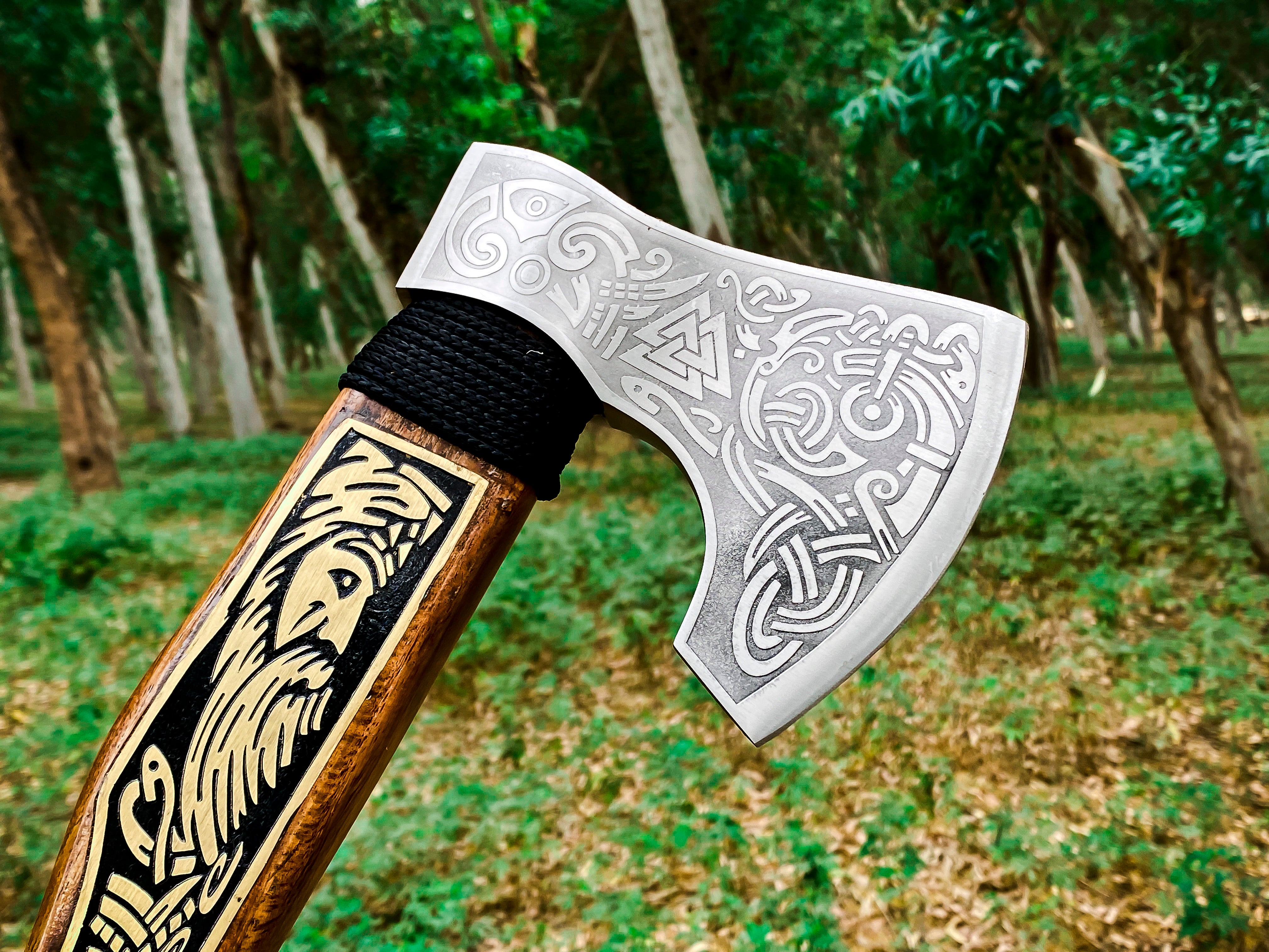 Viking Axe Custom Handmade Carbon Steel Rose Wood Handle-Gift For Special People