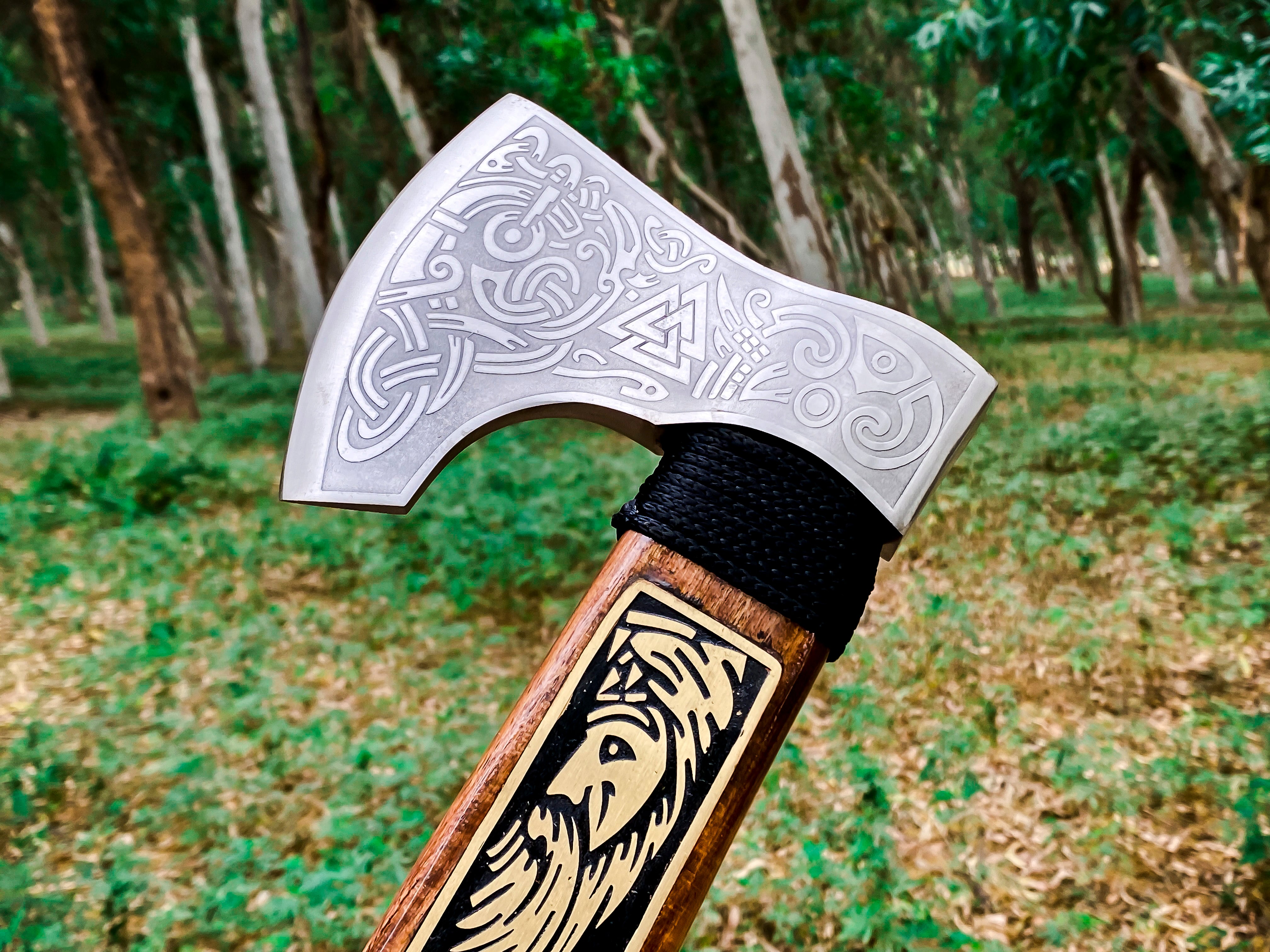 Viking Axe Custom Handmade Carbon Steel Rose Wood Handle-Gift For Special People