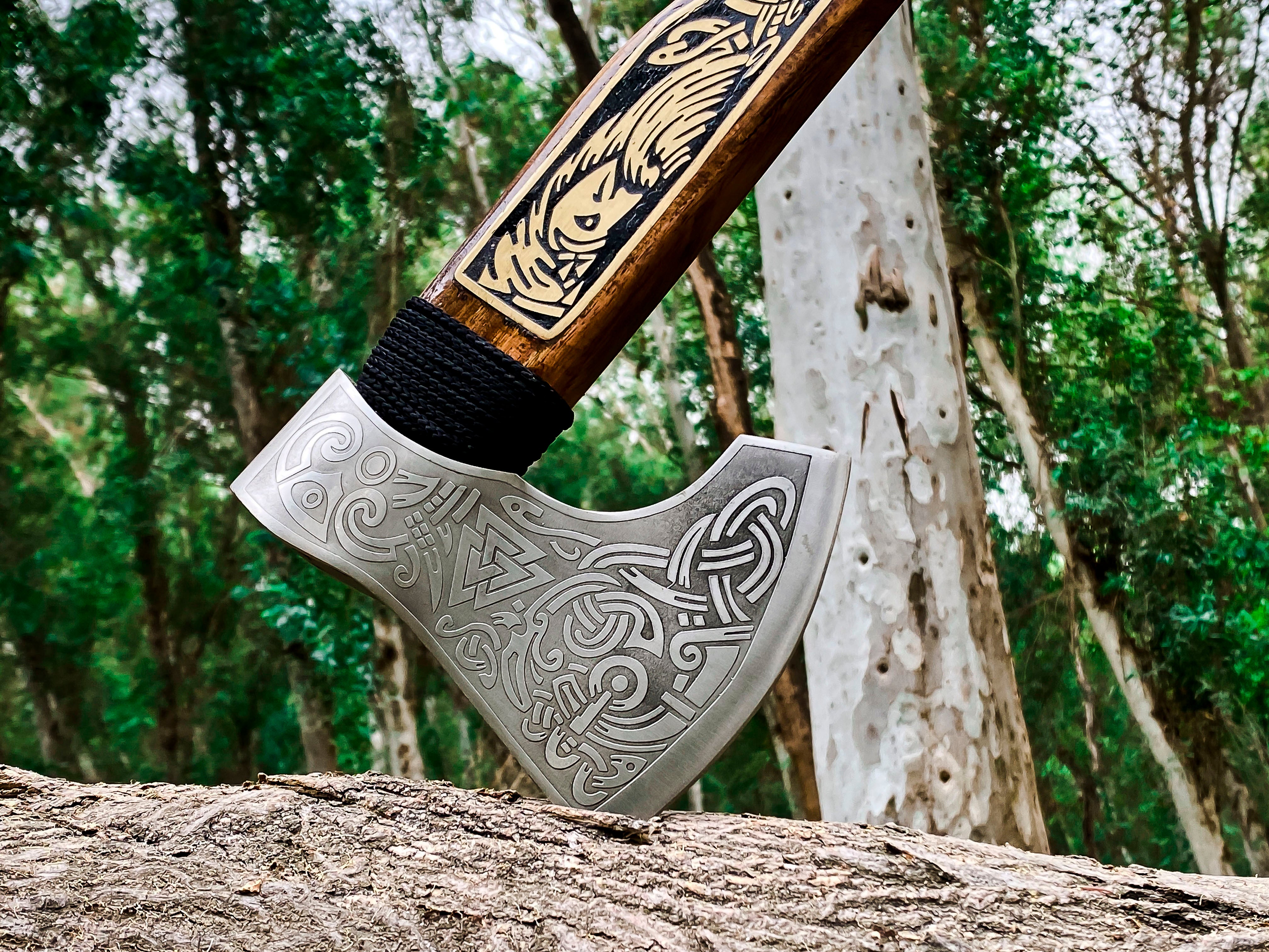 Viking Axe Custom Handmade Carbon Steel Rose Wood Handle-Gift For Special People