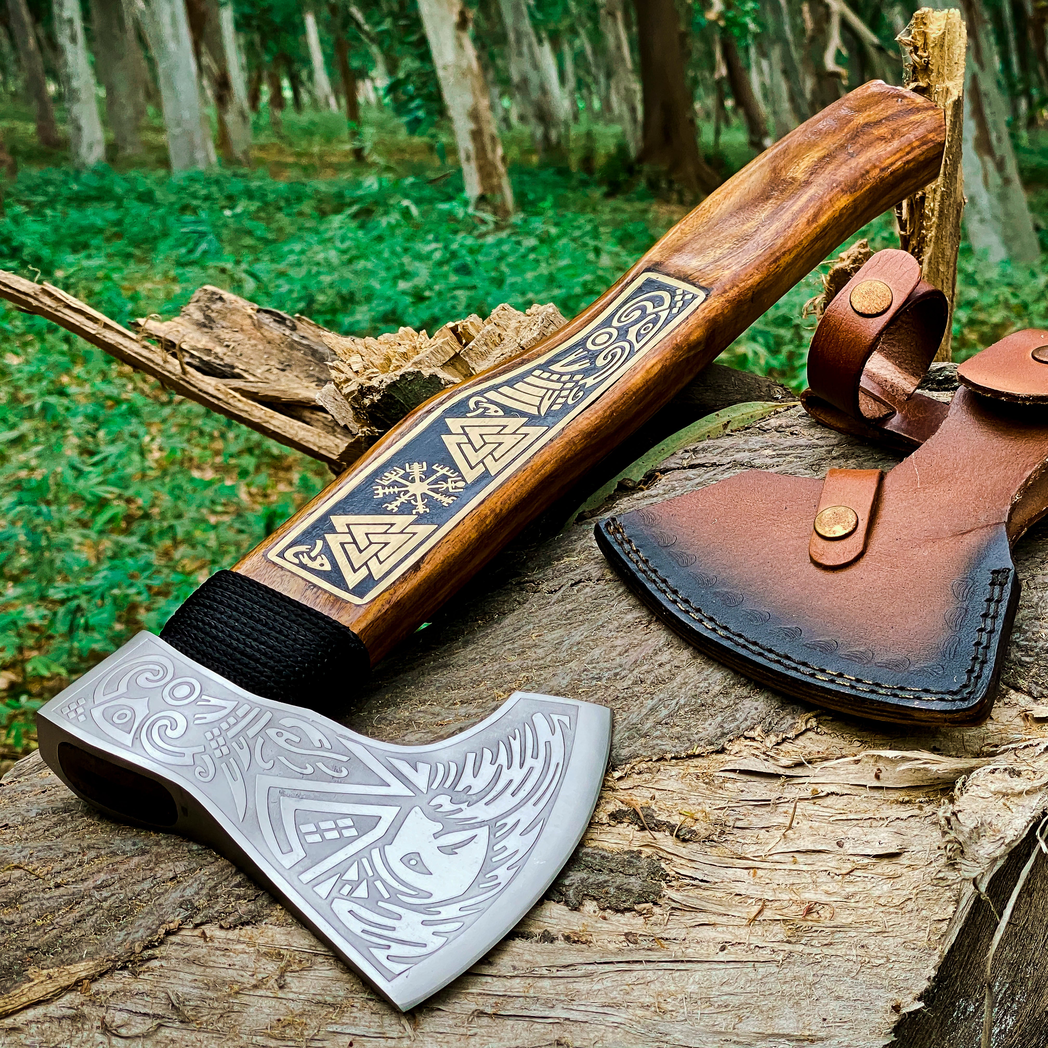 Viking Axe Custom Handmade Carbon Steel Rose Wood Handle-Gift For Special People