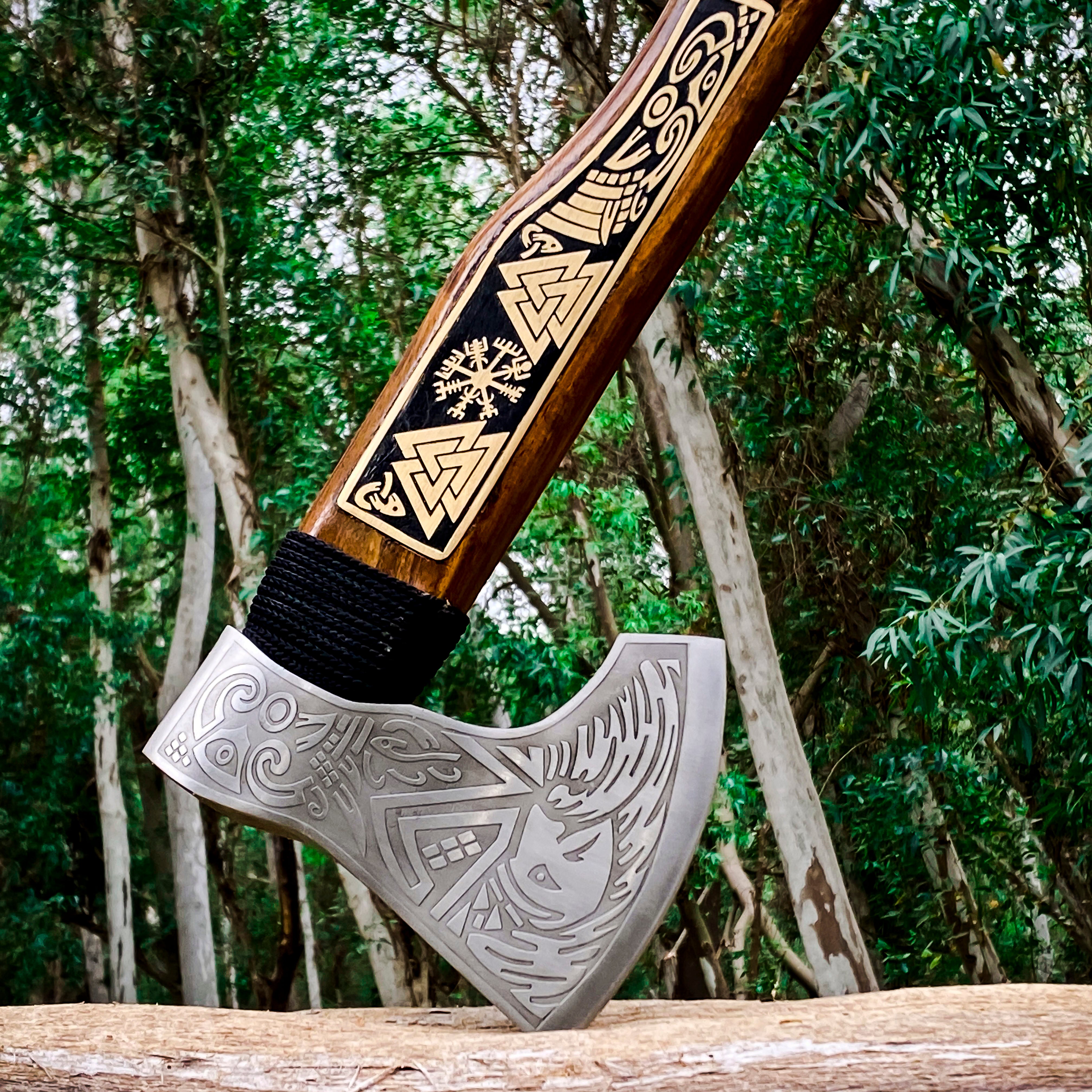 Viking Axe Custom Handmade Carbon Steel Rose Wood Handle-Gift For Special People