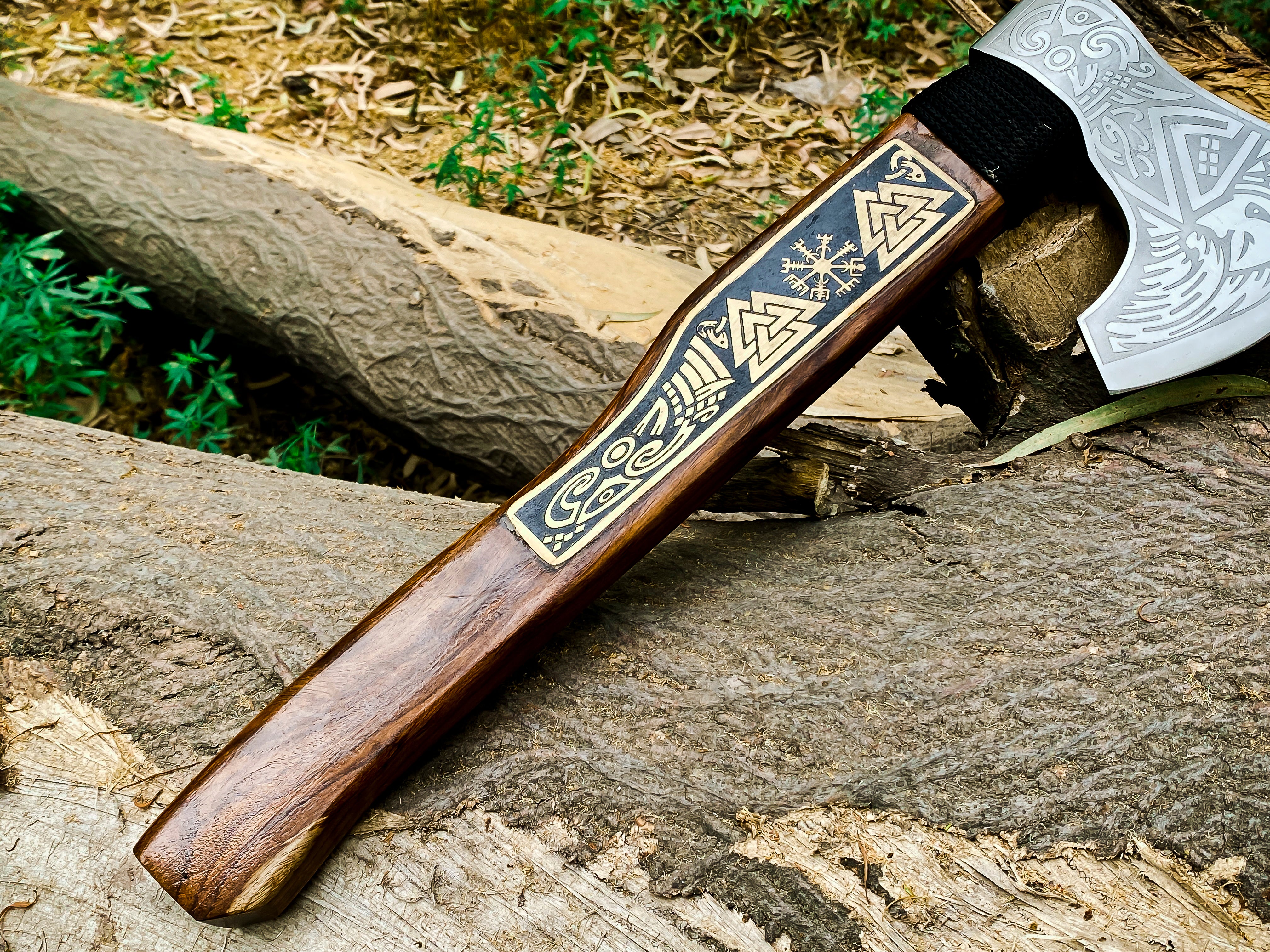 Viking Axe Custom Handmade Carbon Steel Rose Wood Handle-Gift For Special People