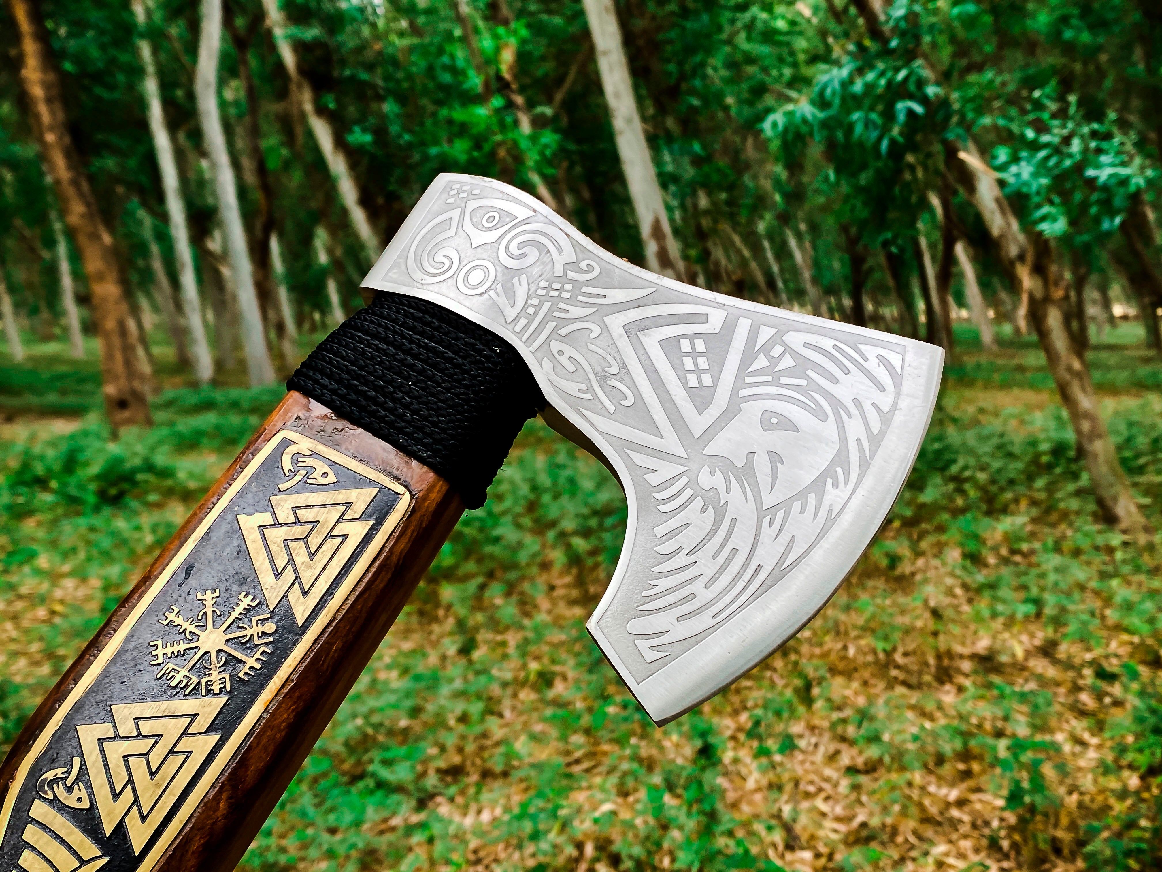 Viking Axe Custom Handmade Carbon Steel Rose Wood Handle-Gift For Special People