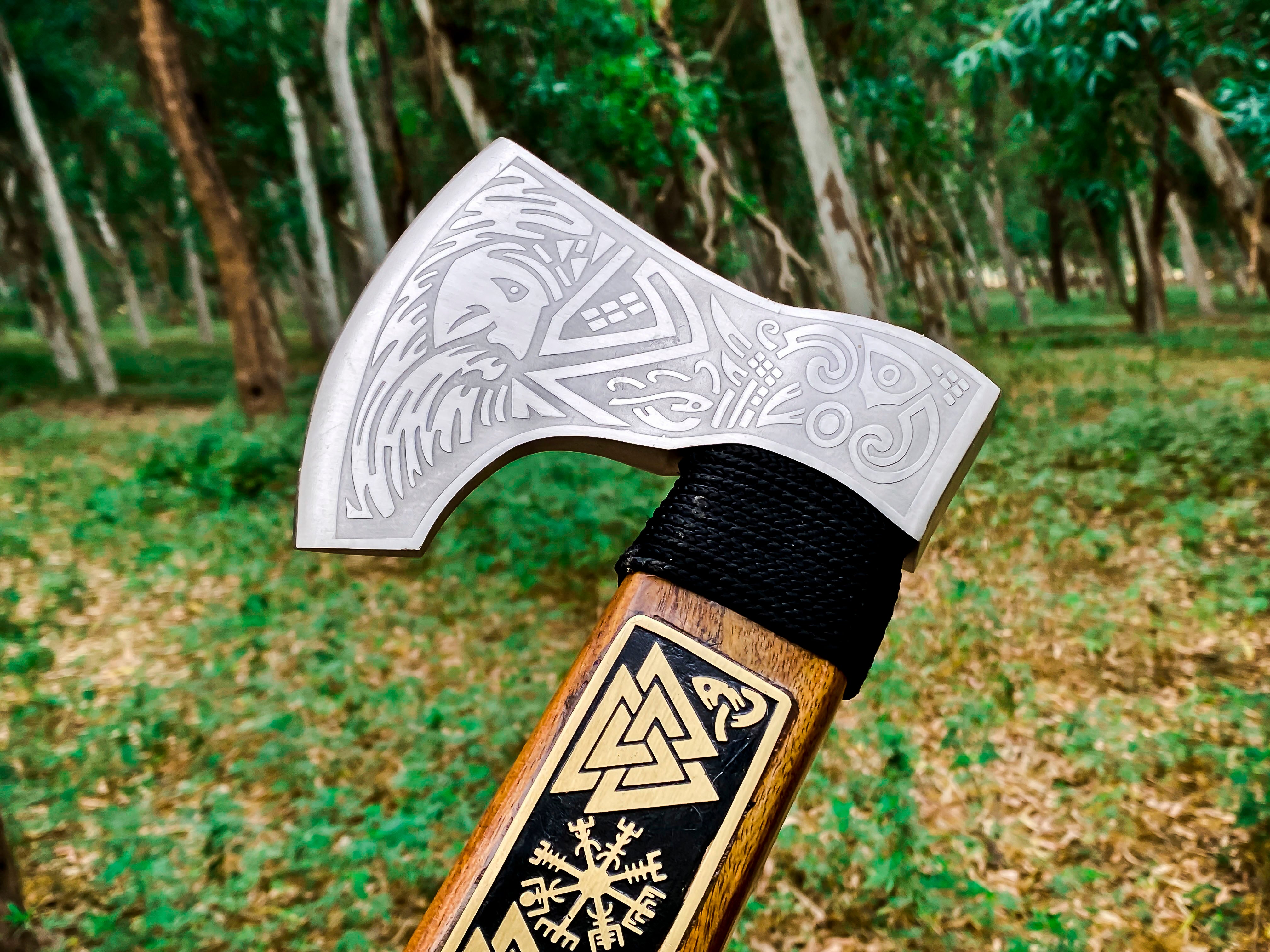 Viking Axe Custom Handmade Carbon Steel Rose Wood Handle-Gift For Special People