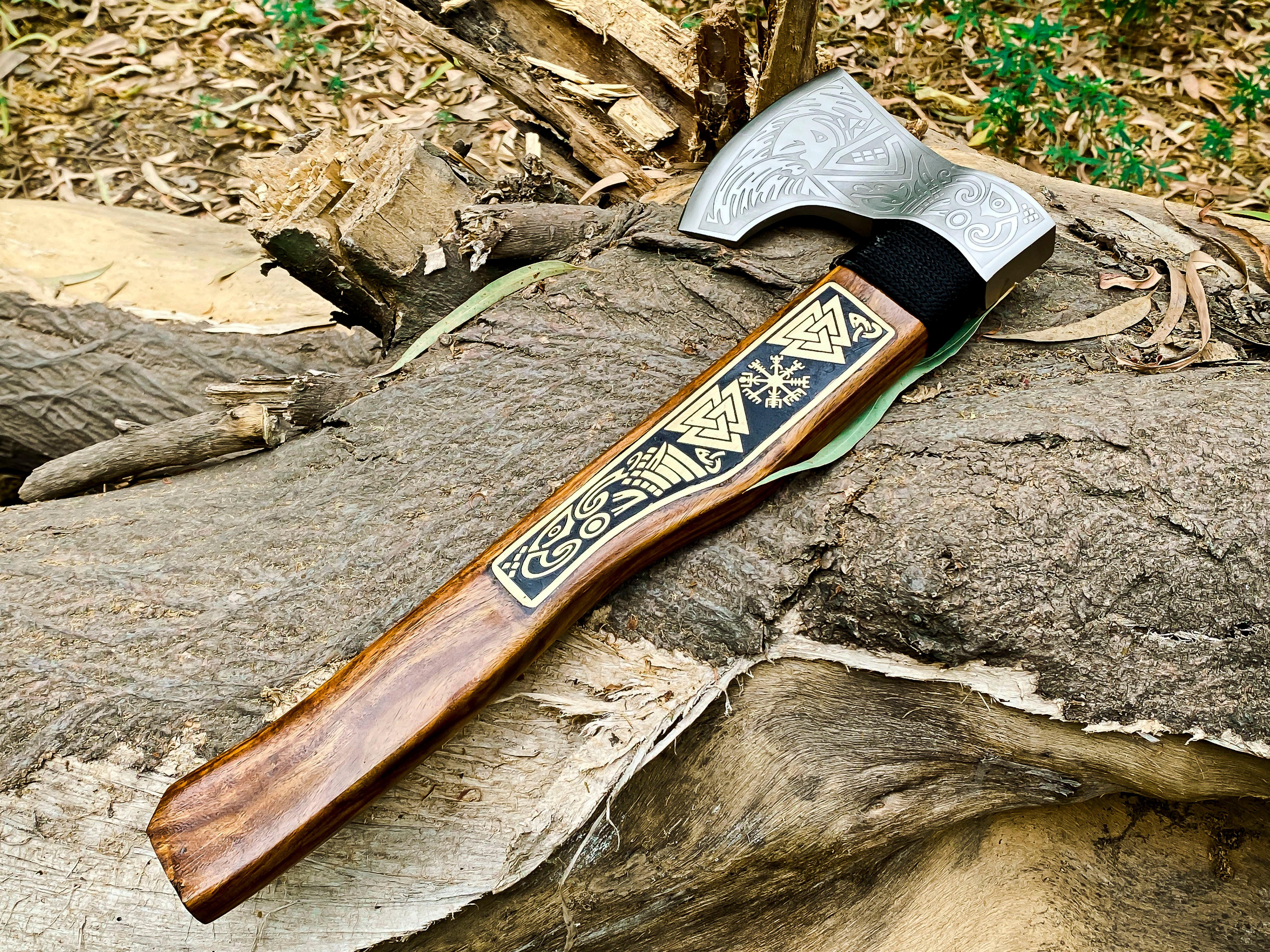 Viking Axe Custom Handmade Carbon Steel Rose Wood Handle-Gift For Special People