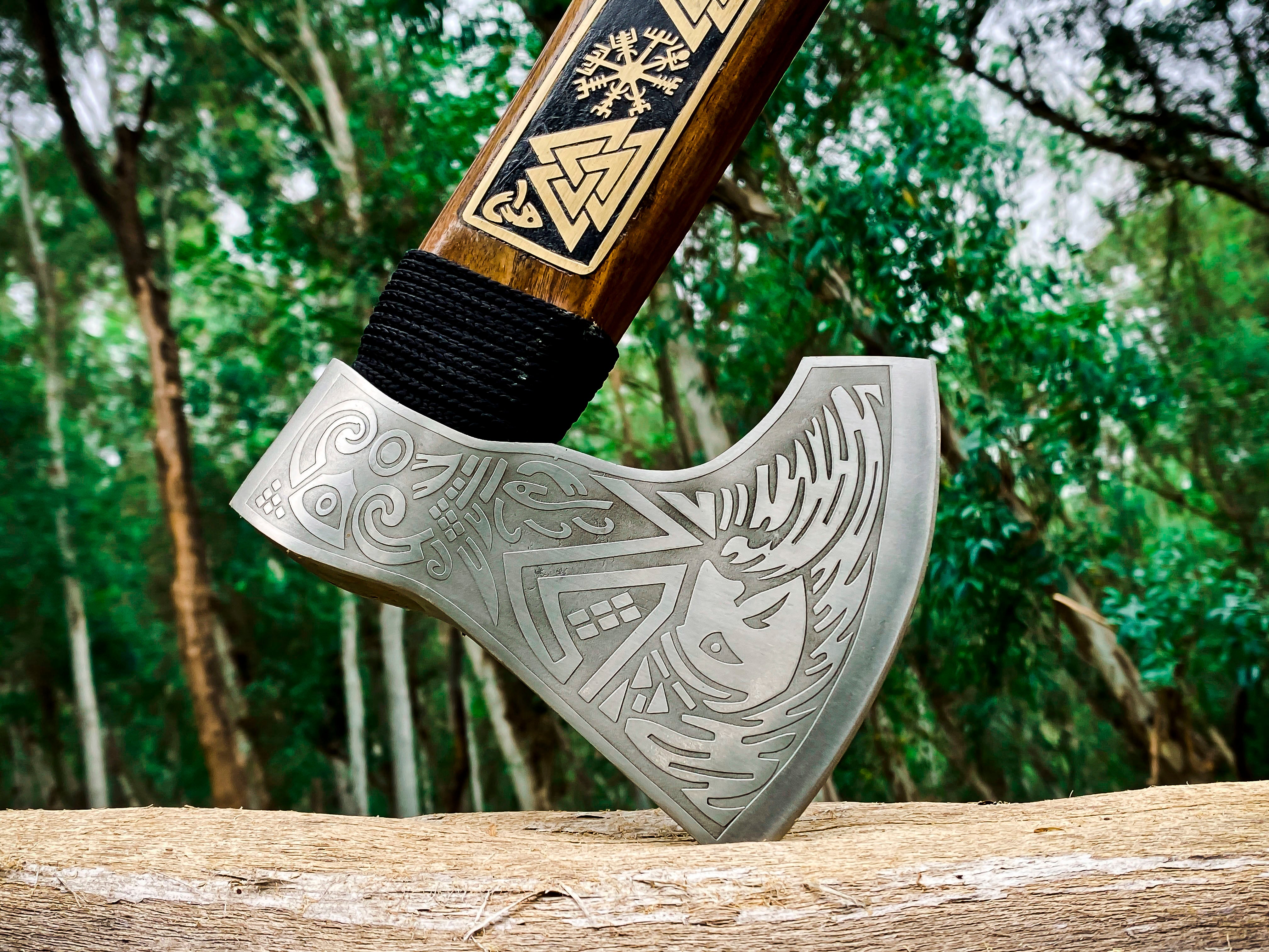 Viking Axe Custom Handmade Carbon Steel Rose Wood Handle-Gift For Special People