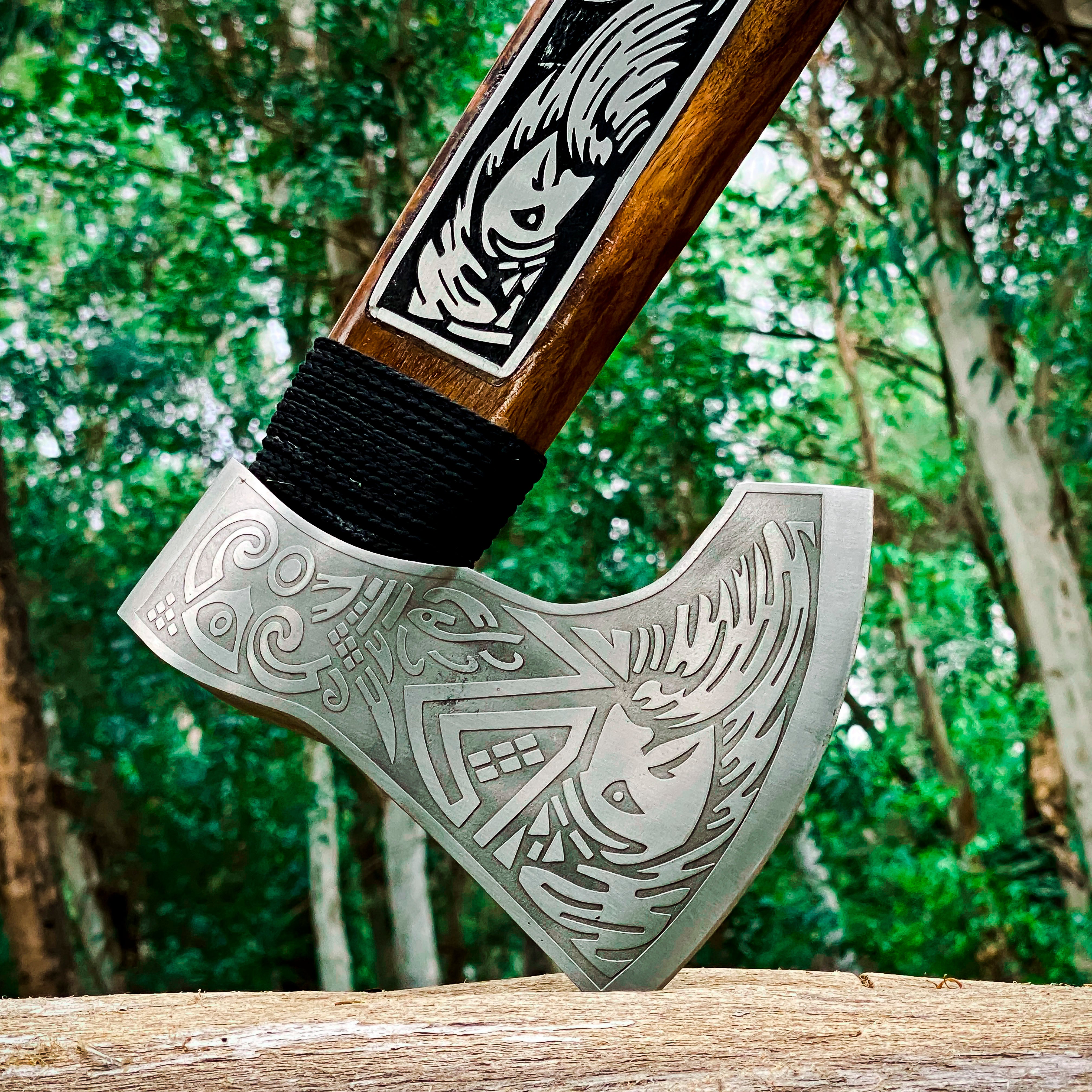 Viking Axe Custom Handmade Carbon Steel Rose Wood Handle-Gift For Special People