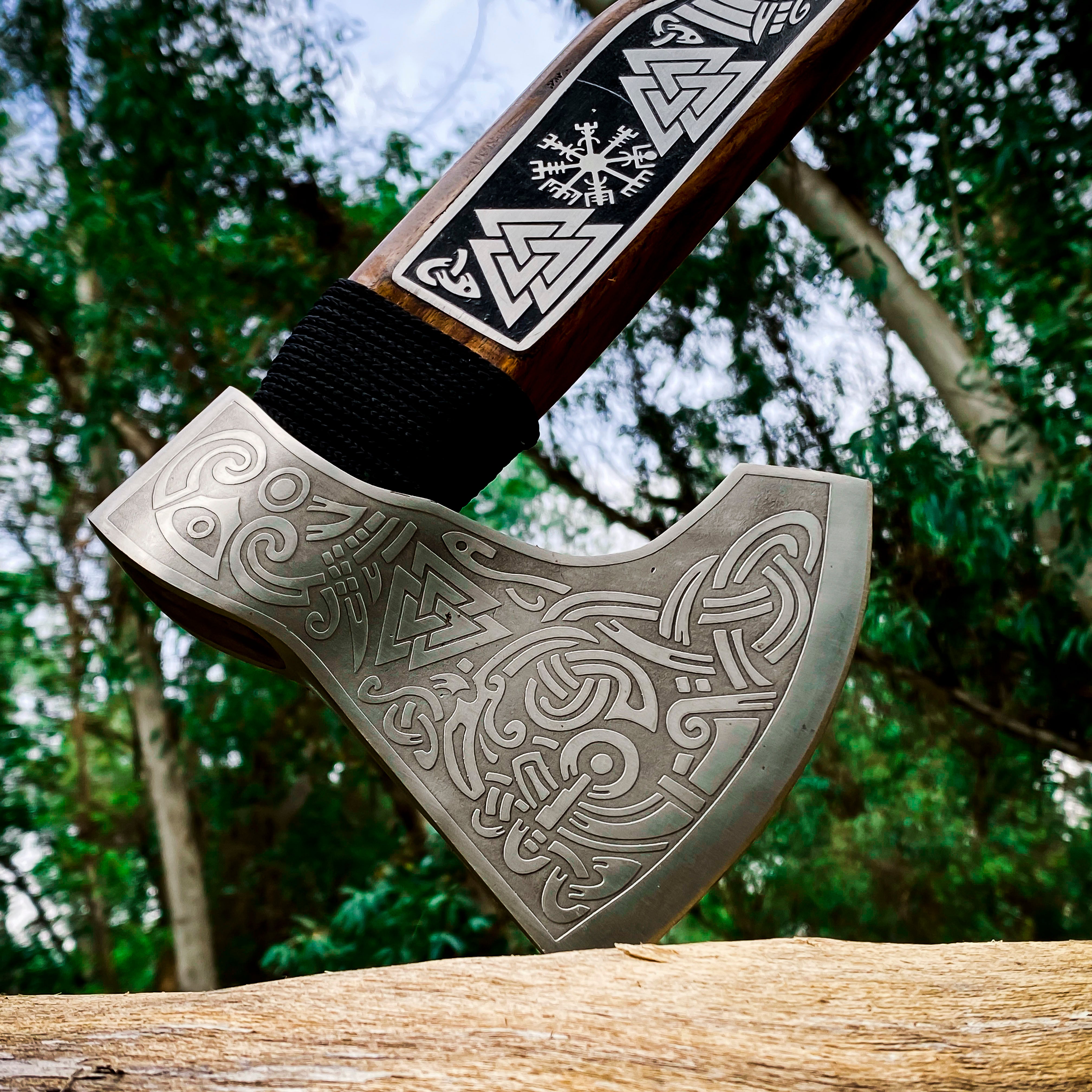 Viking Axe Custom Handmade Carbon Steel Rose Wood Handle-Gift For Special People