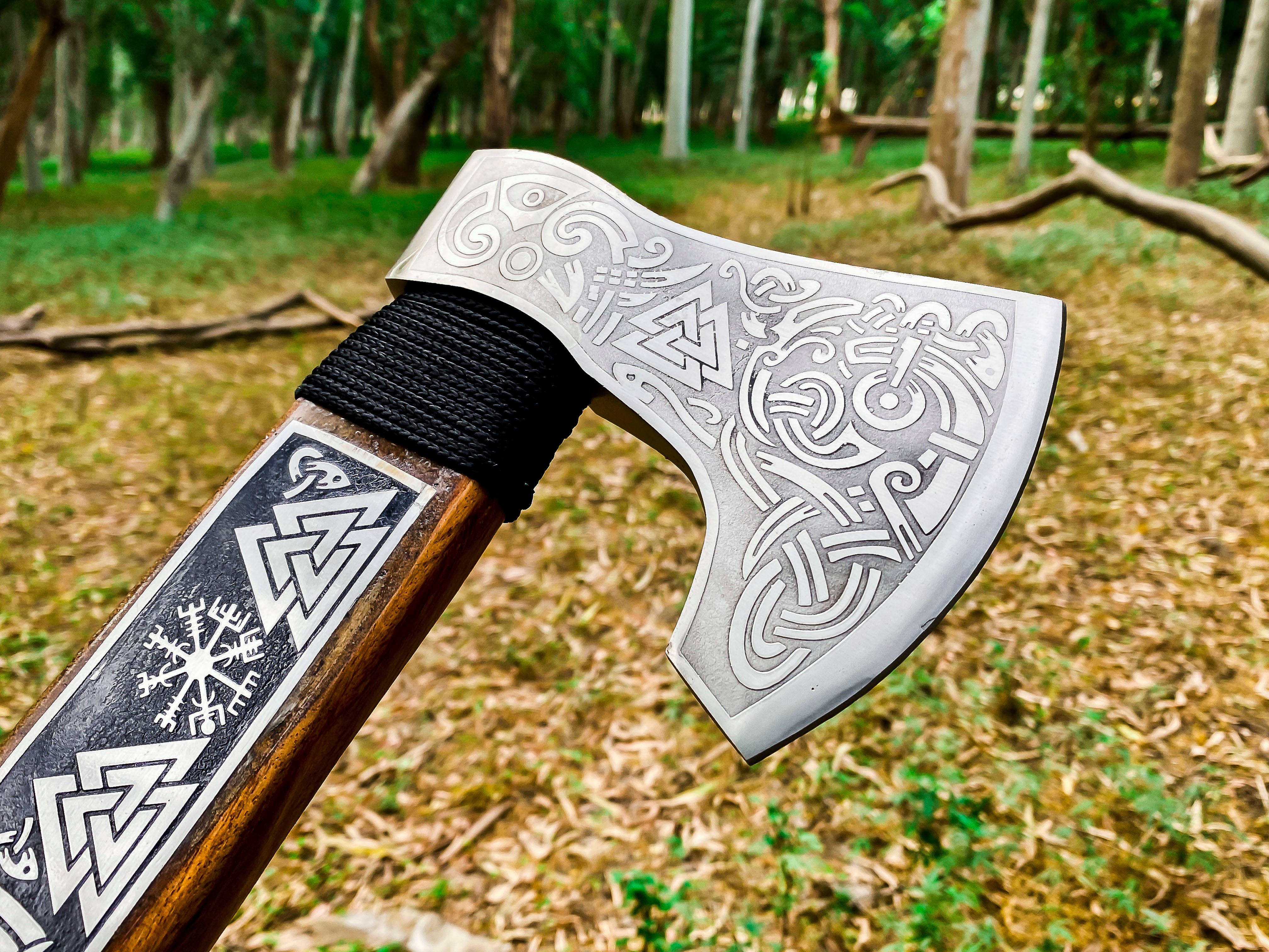 Viking Axe Custom Handmade Carbon Steel Rose Wood Handle-Gift For Special People