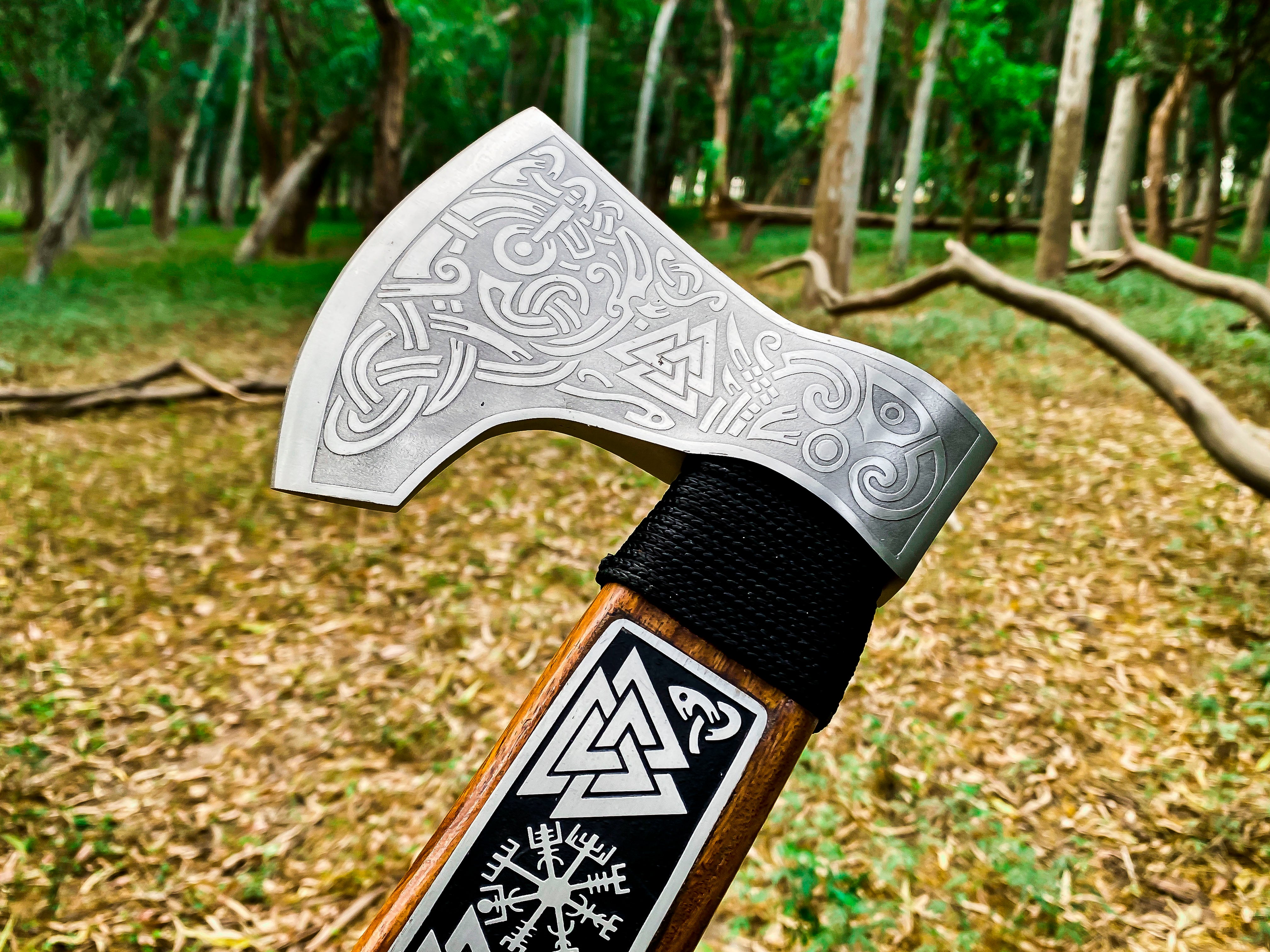 Viking Axe Custom Handmade Carbon Steel Rose Wood Handle-Gift For Special People