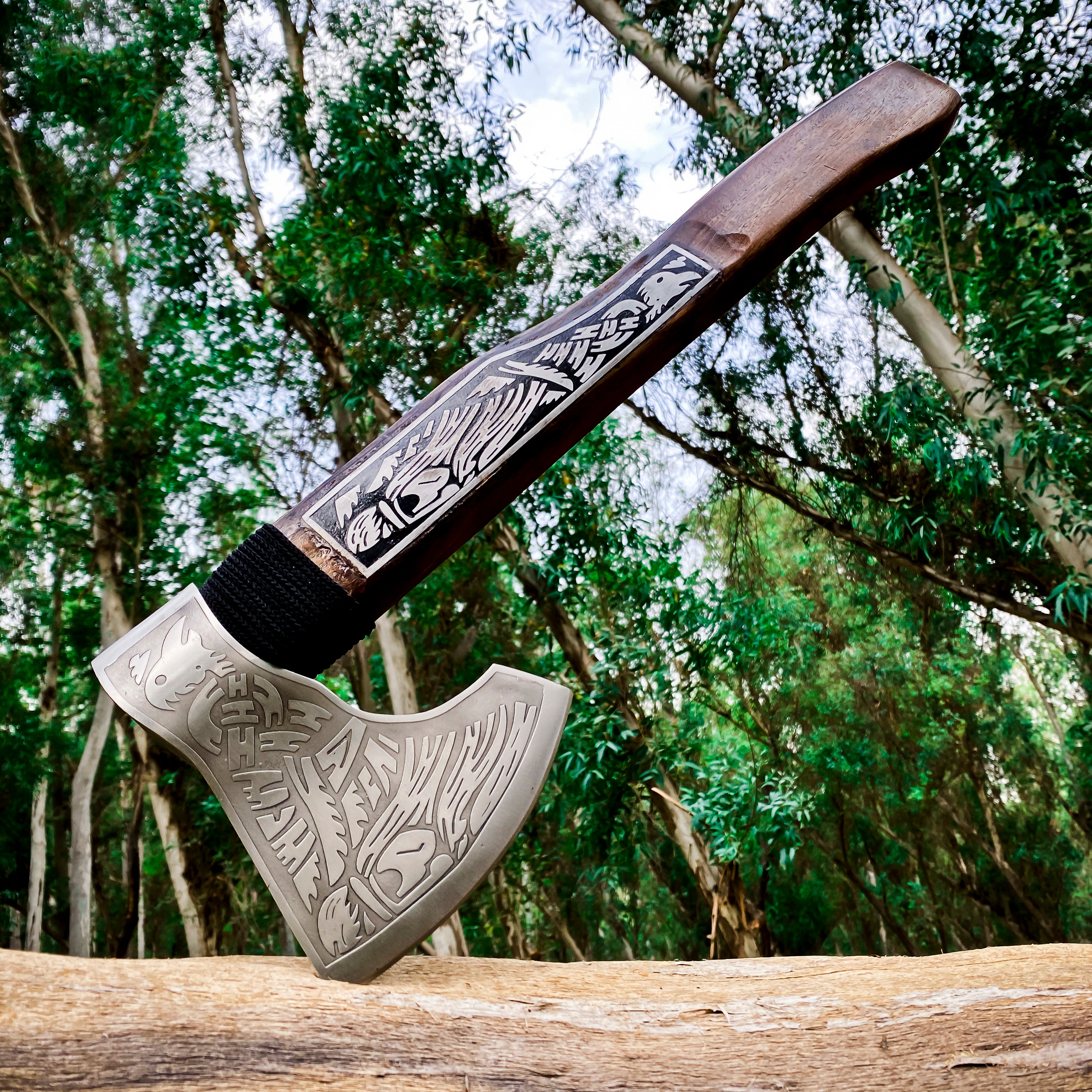 Viking Axe Custom Handmade Carbon Steel Rose Wood Handle-Gift For Special People