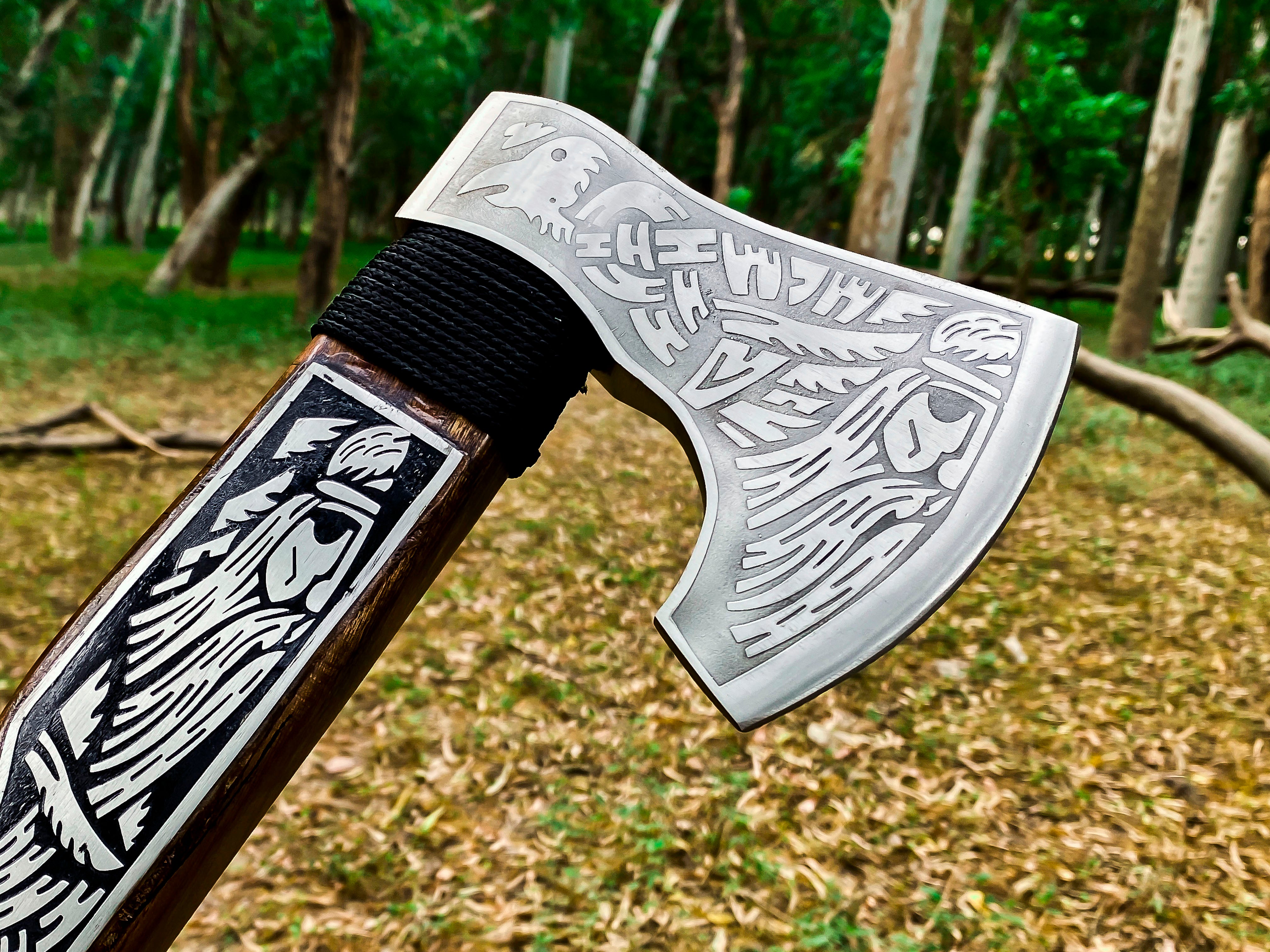 Viking Axe Custom Handmade Carbon Steel Rose Wood Handle-Gift For Special People