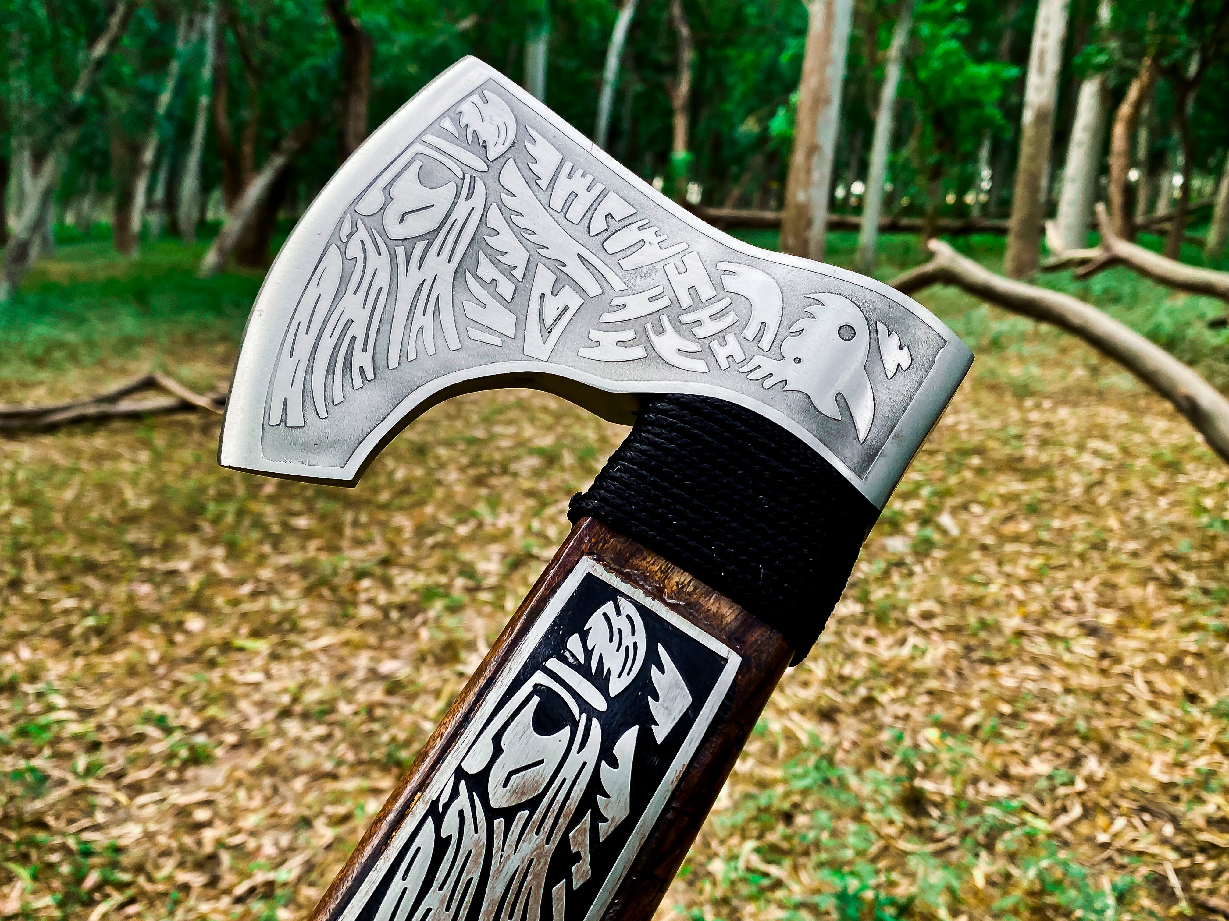 Viking Axe Custom Handmade Carbon Steel Rose Wood Handle-Gift For Special People