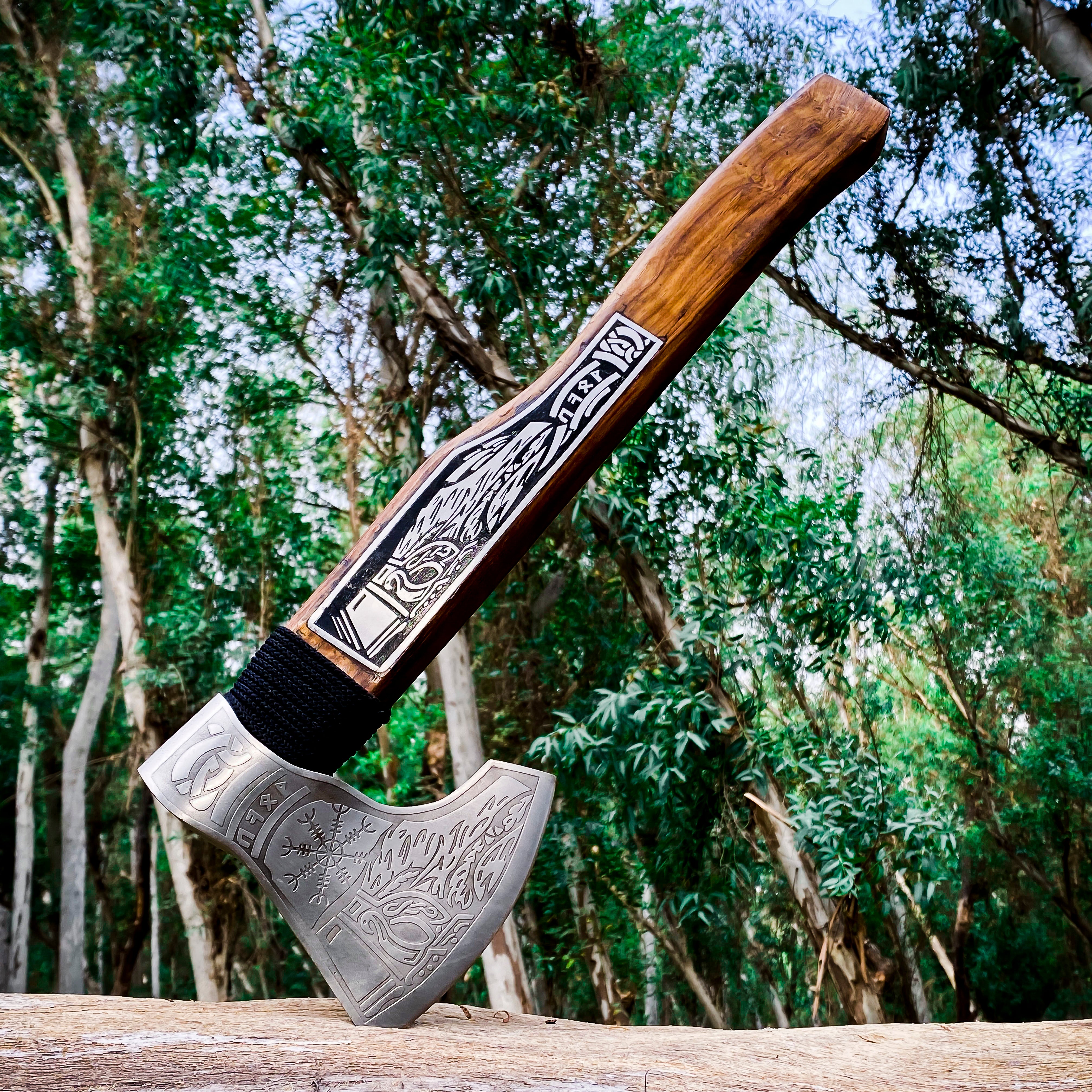 Viking Axe Custom Handmade Carbon Steel Rose Wood Handle-Gift For Special People