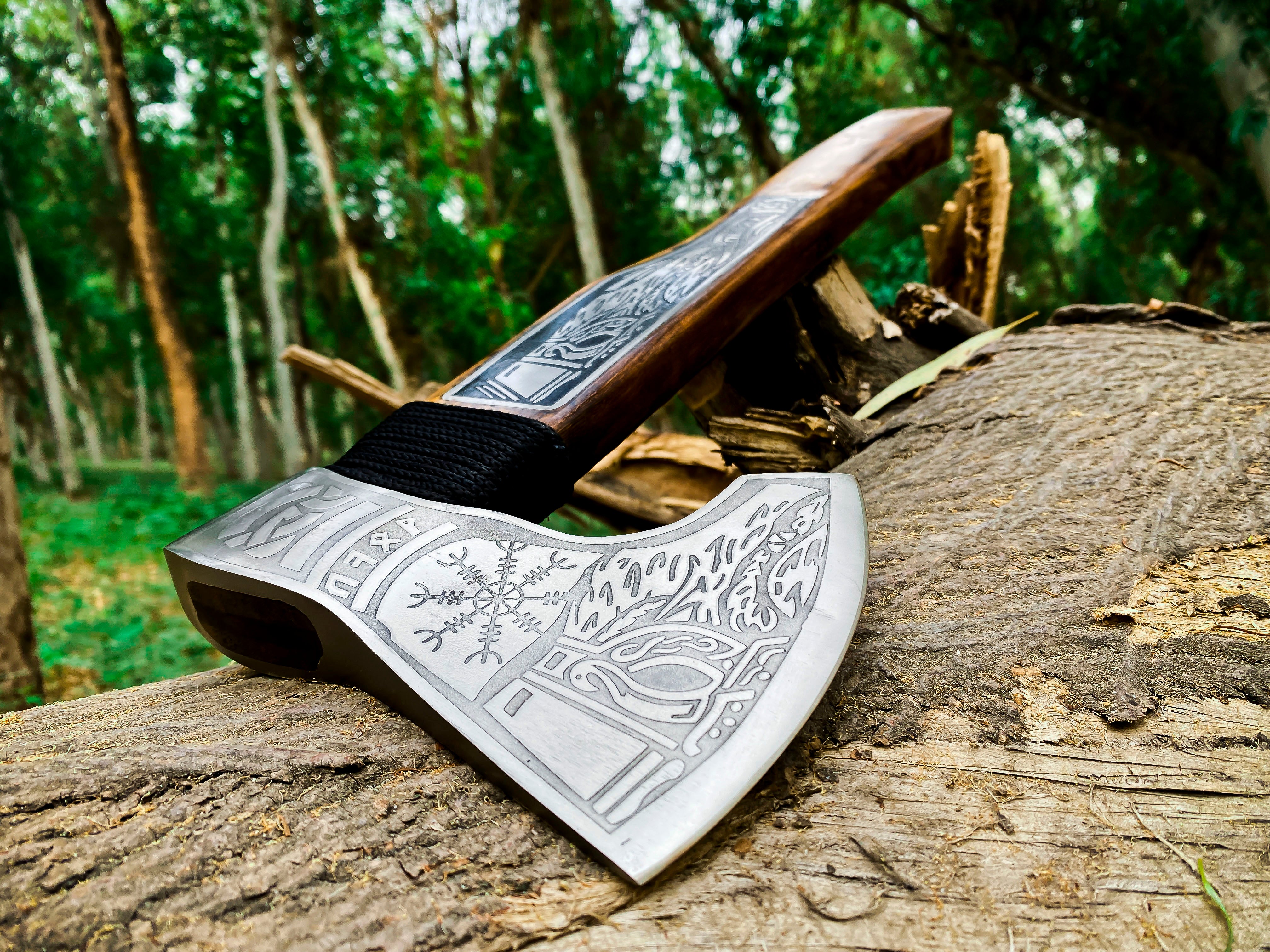 Viking Axe Custom Handmade Carbon Steel Rose Wood Handle-Gift For Special People