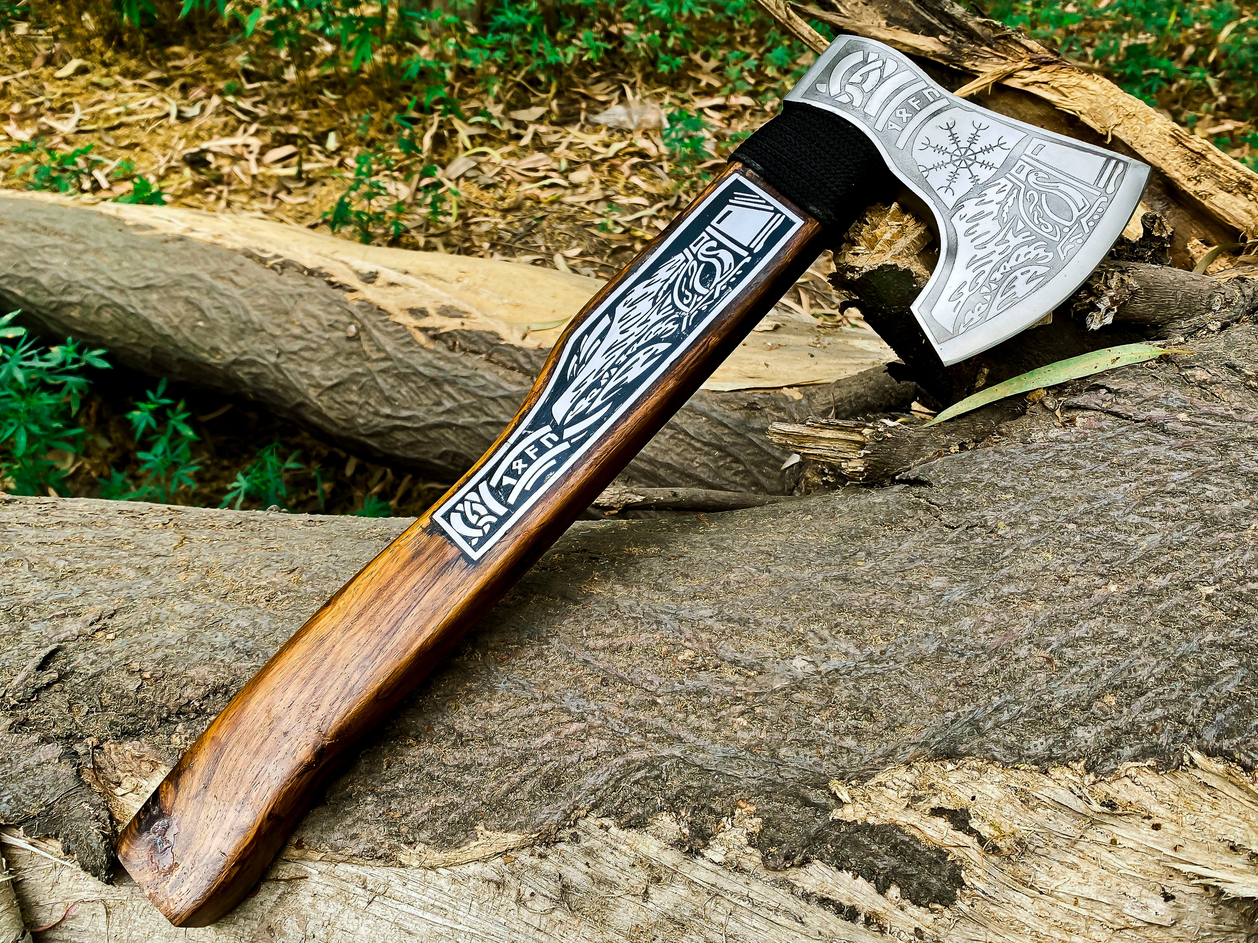 Viking Axe Custom Handmade Carbon Steel Rose Wood Handle-Gift For Special People