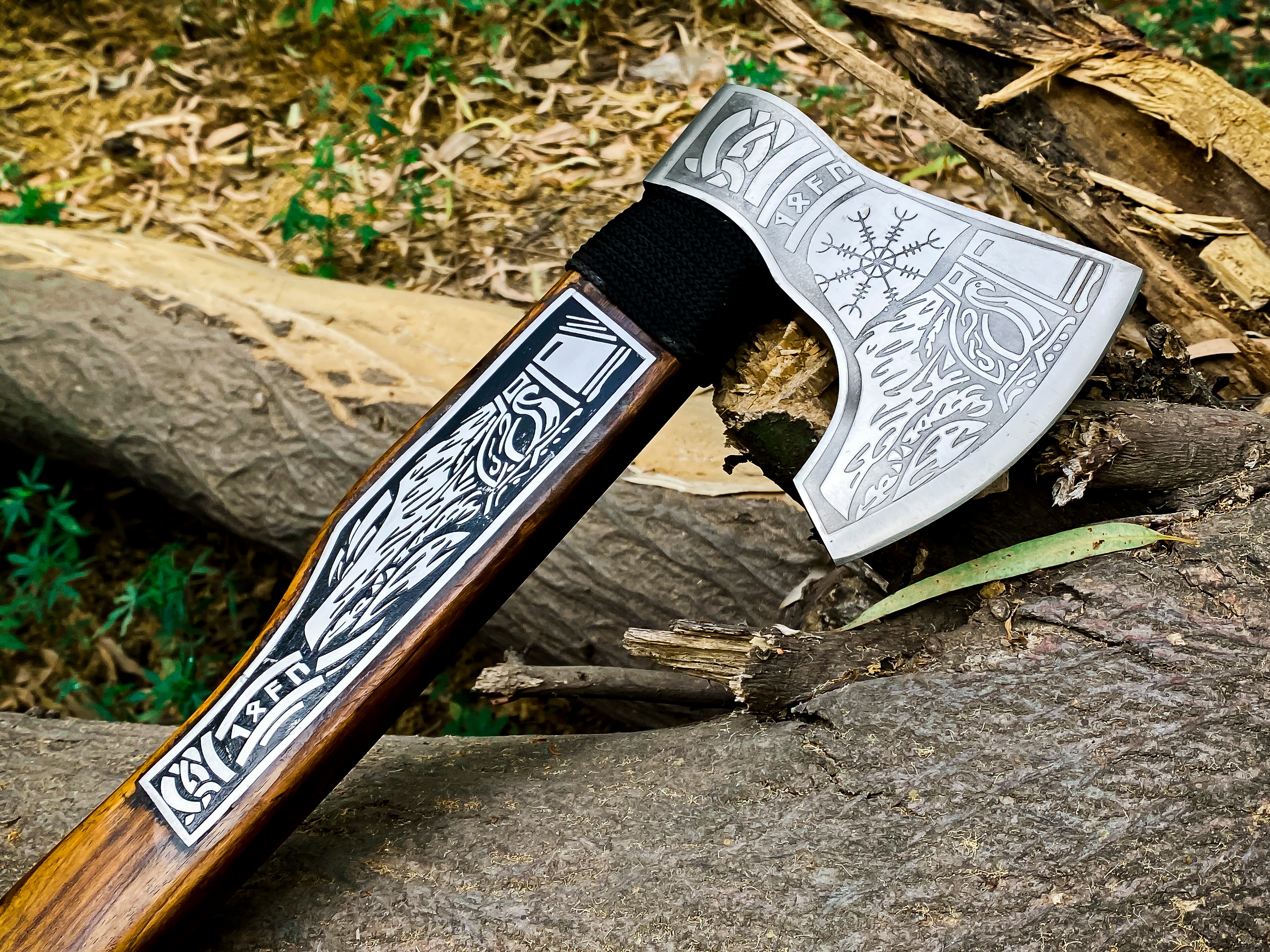 Viking Axe Custom Handmade Carbon Steel Rose Wood Handle-Gift For Special People