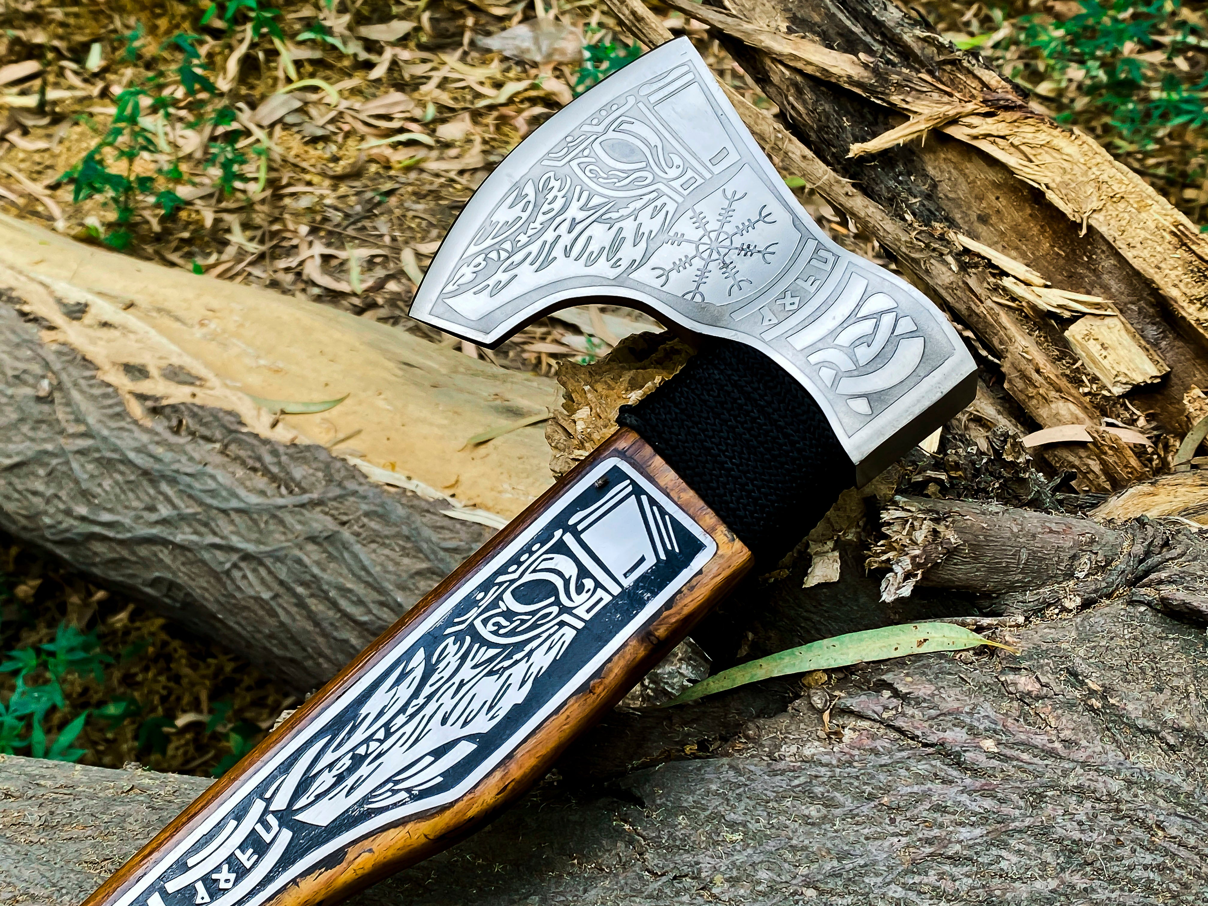 Viking Axe Custom Handmade Carbon Steel Rose Wood Handle-Gift For Special People