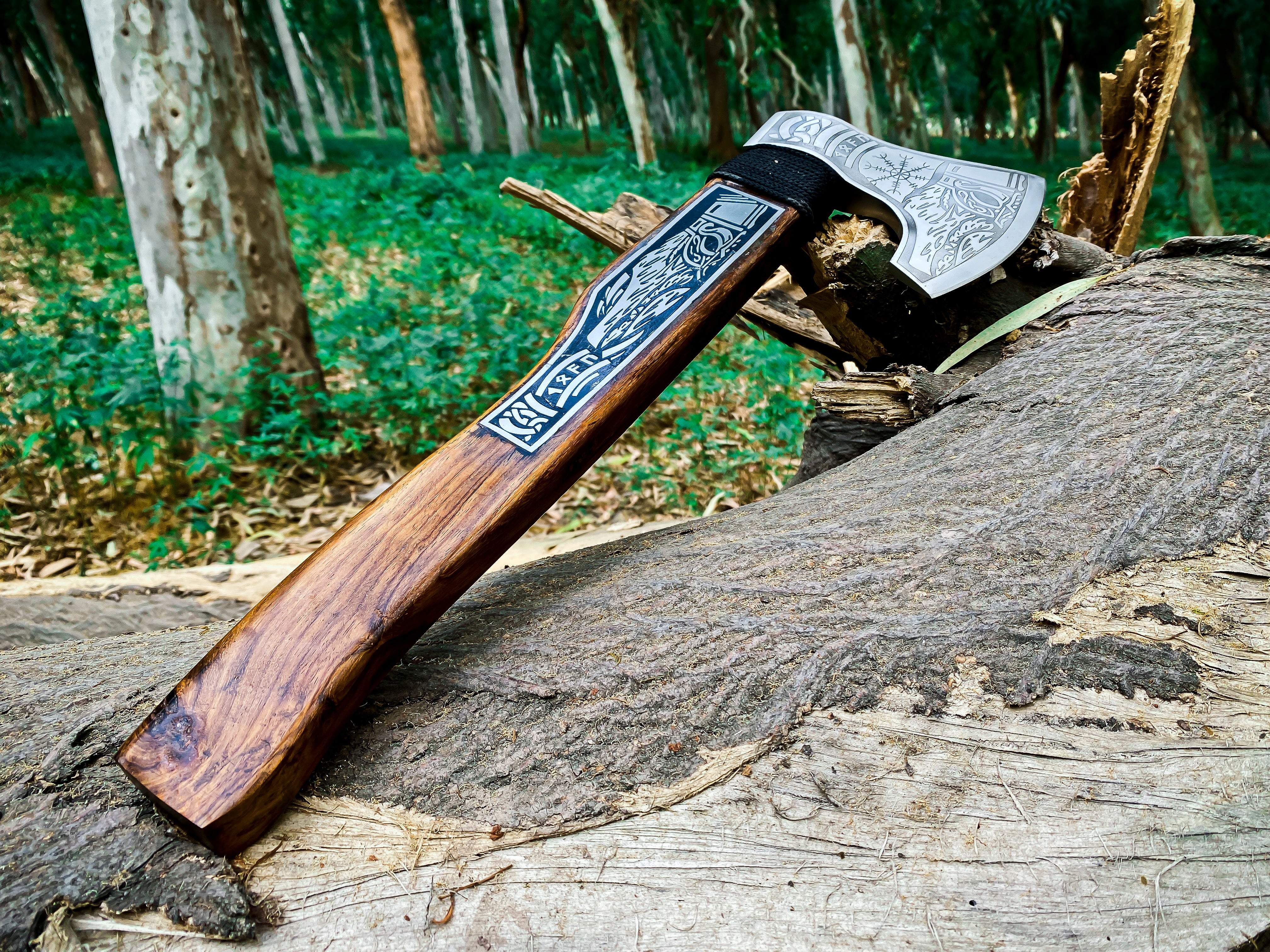 Viking Axe Custom Handmade Carbon Steel Rose Wood Handle-Gift For Special People