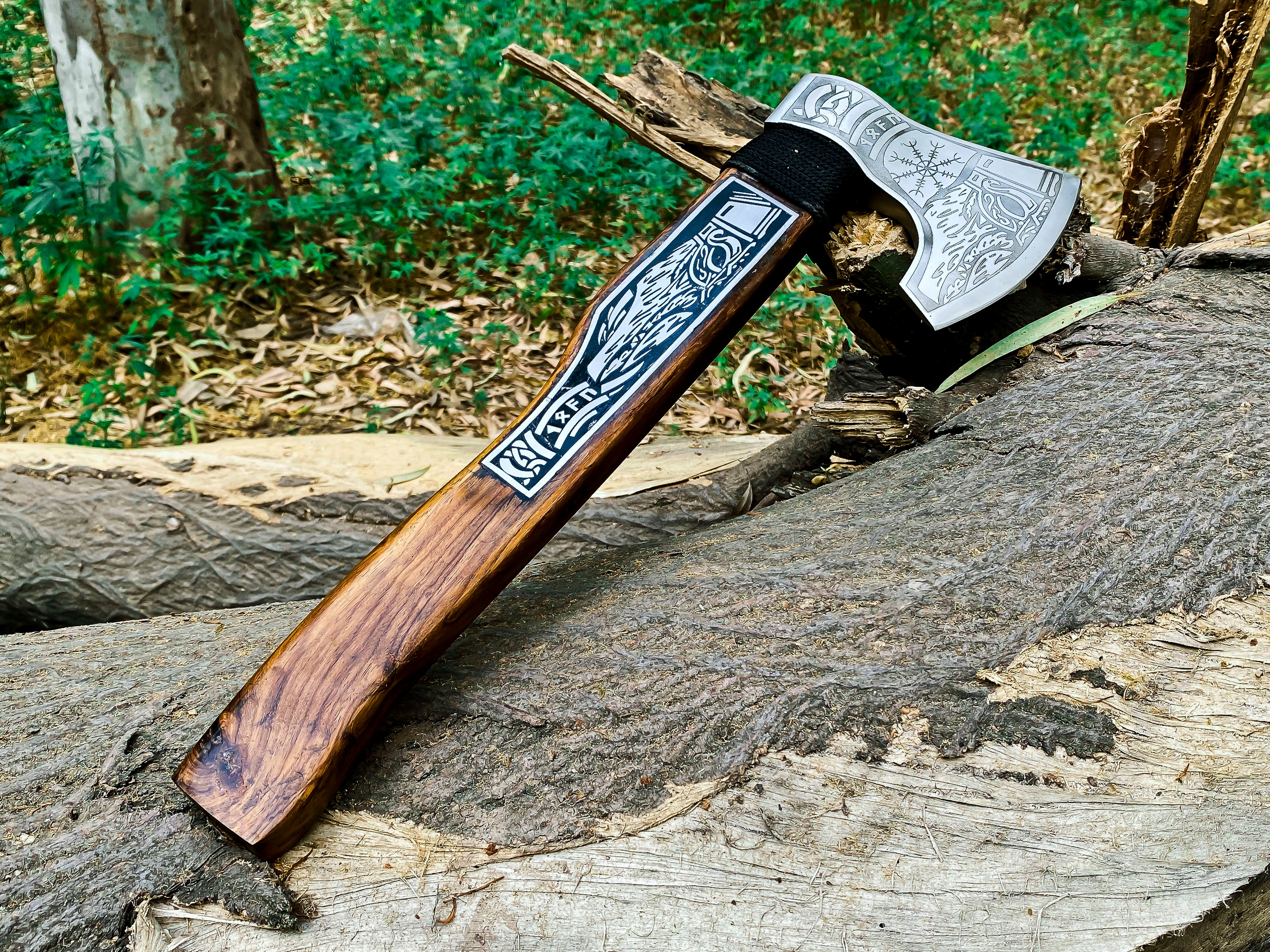 Viking Axe Custom Handmade Carbon Steel Rose Wood Handle-Gift For Special People