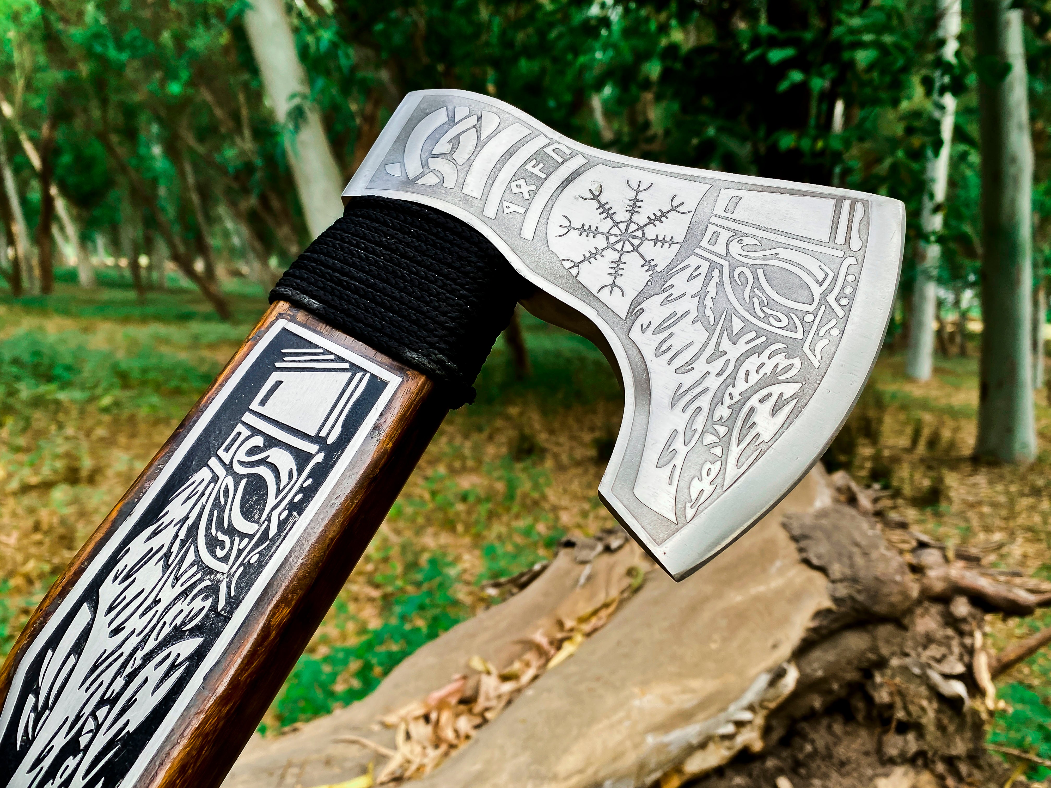 Viking Axe Custom Handmade Carbon Steel Rose Wood Handle-Gift For Special People