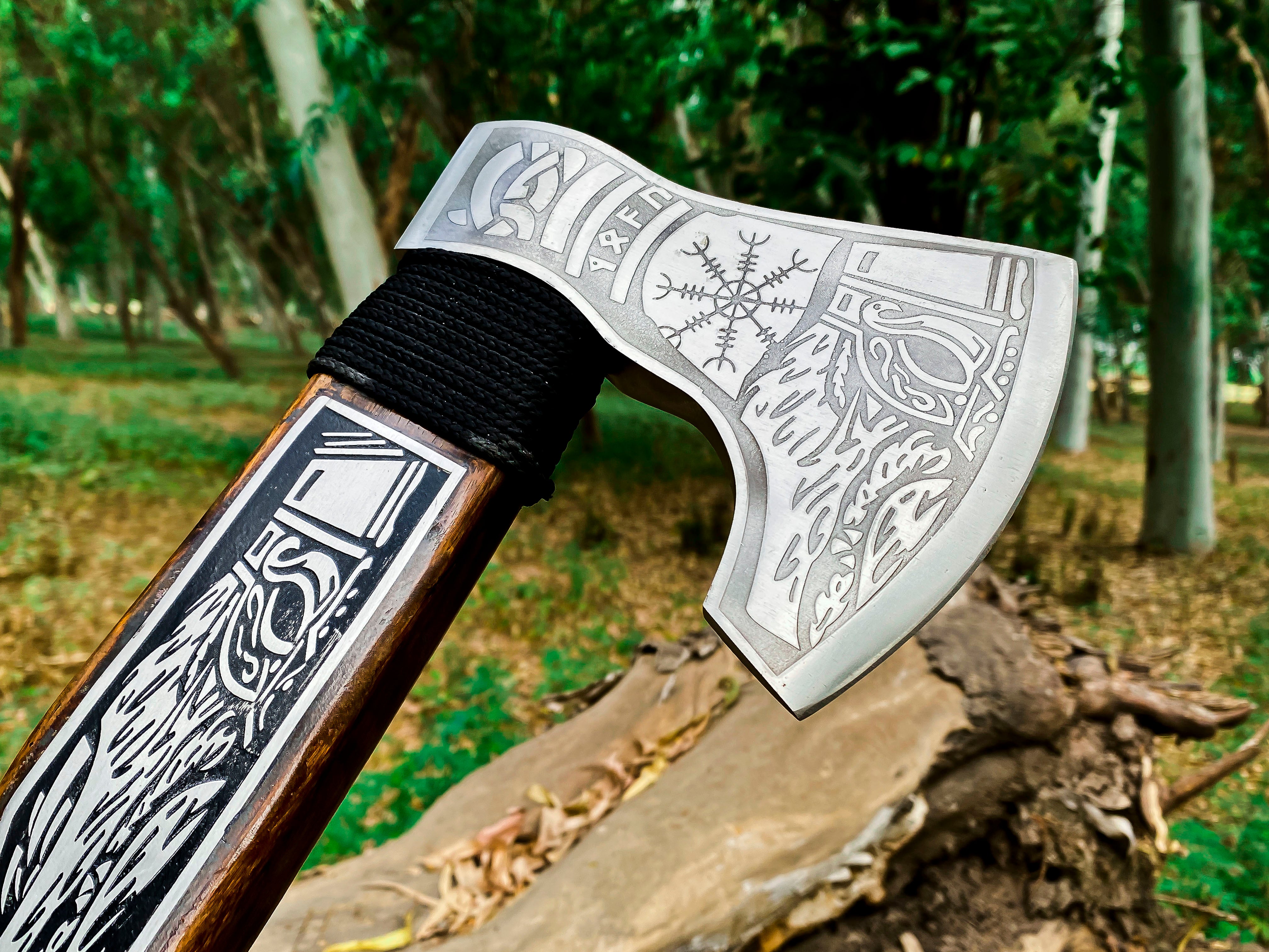 Viking Axe Custom Handmade Carbon Steel Rose Wood Handle-Gift For Special People